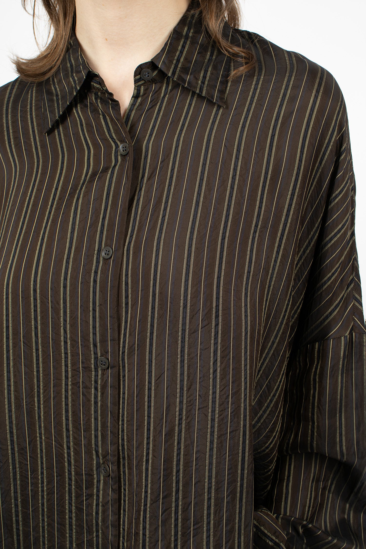 Oversized Cocoon Shirt Brown/Stripe
