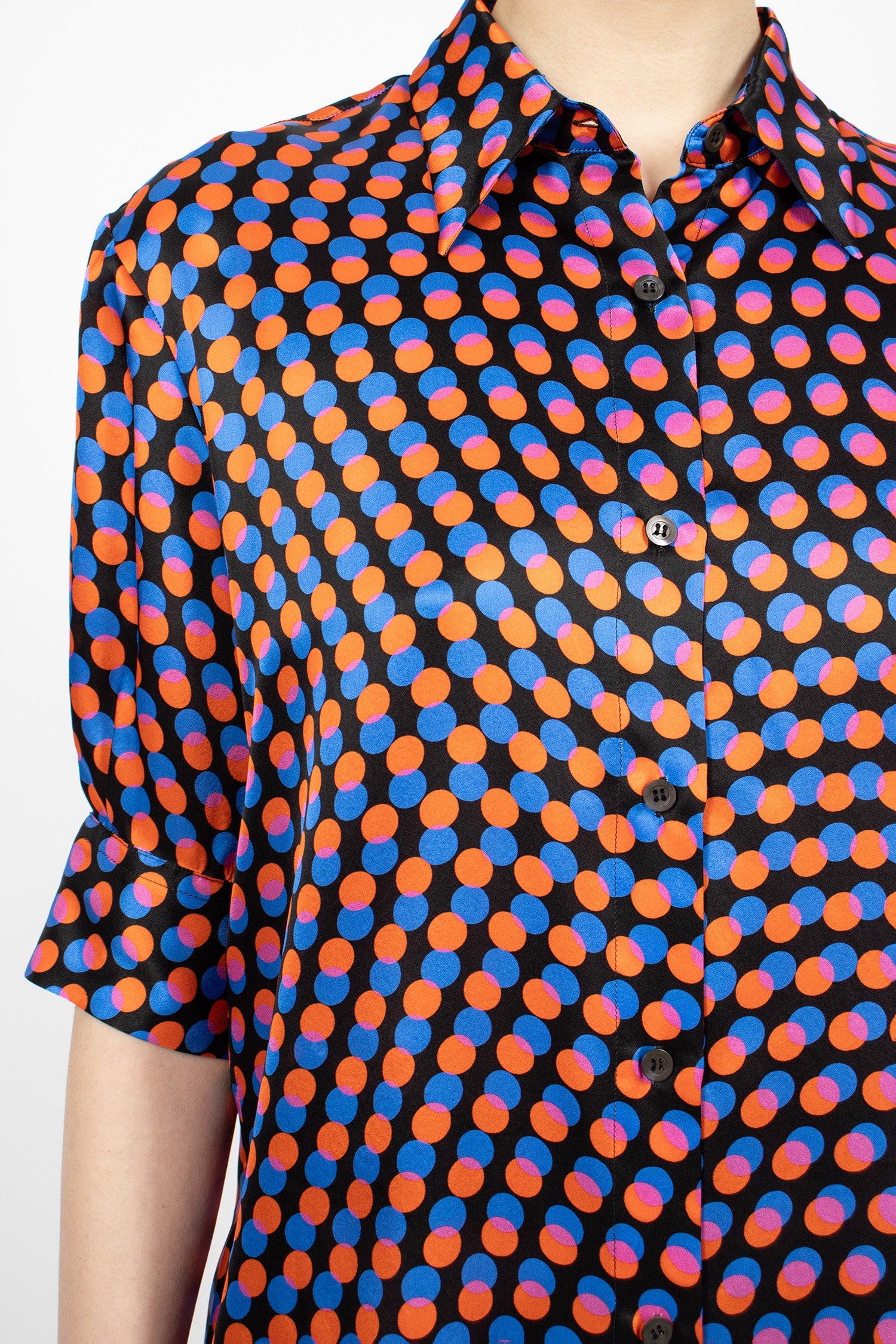 Polka Dot Silk Shirt Black