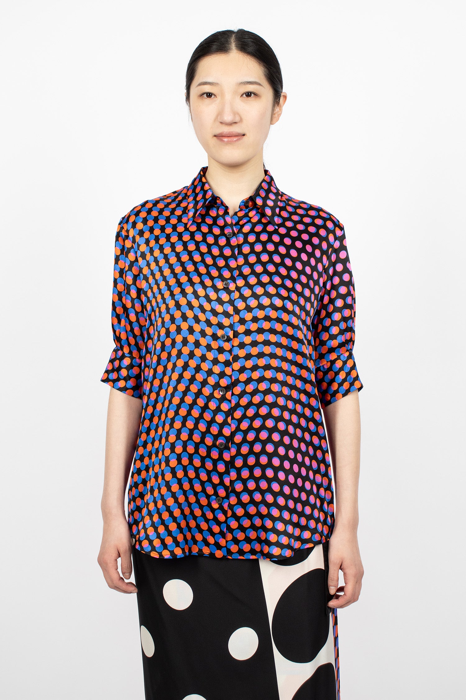 Polka Dot Silk Shirt Black