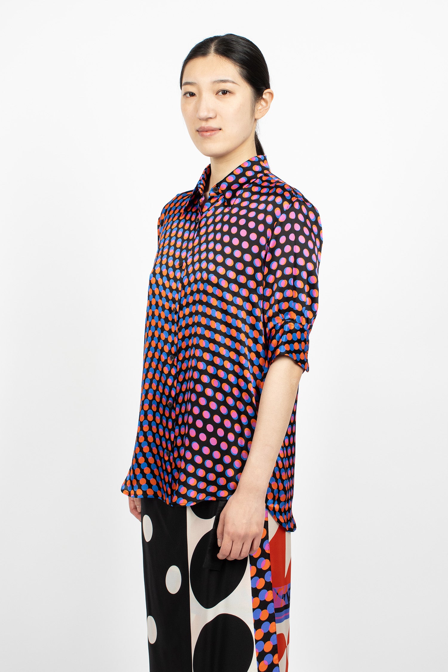 Polka Dot Silk Shirt Black