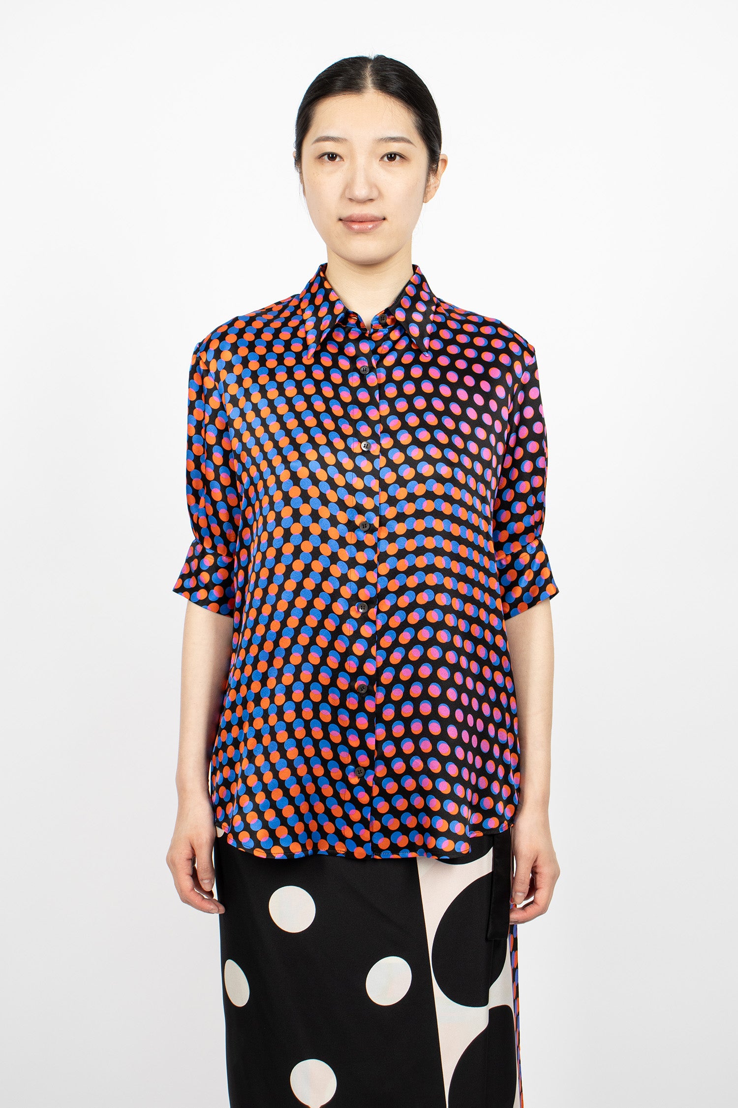 Polka Dot Silk Shirt Black