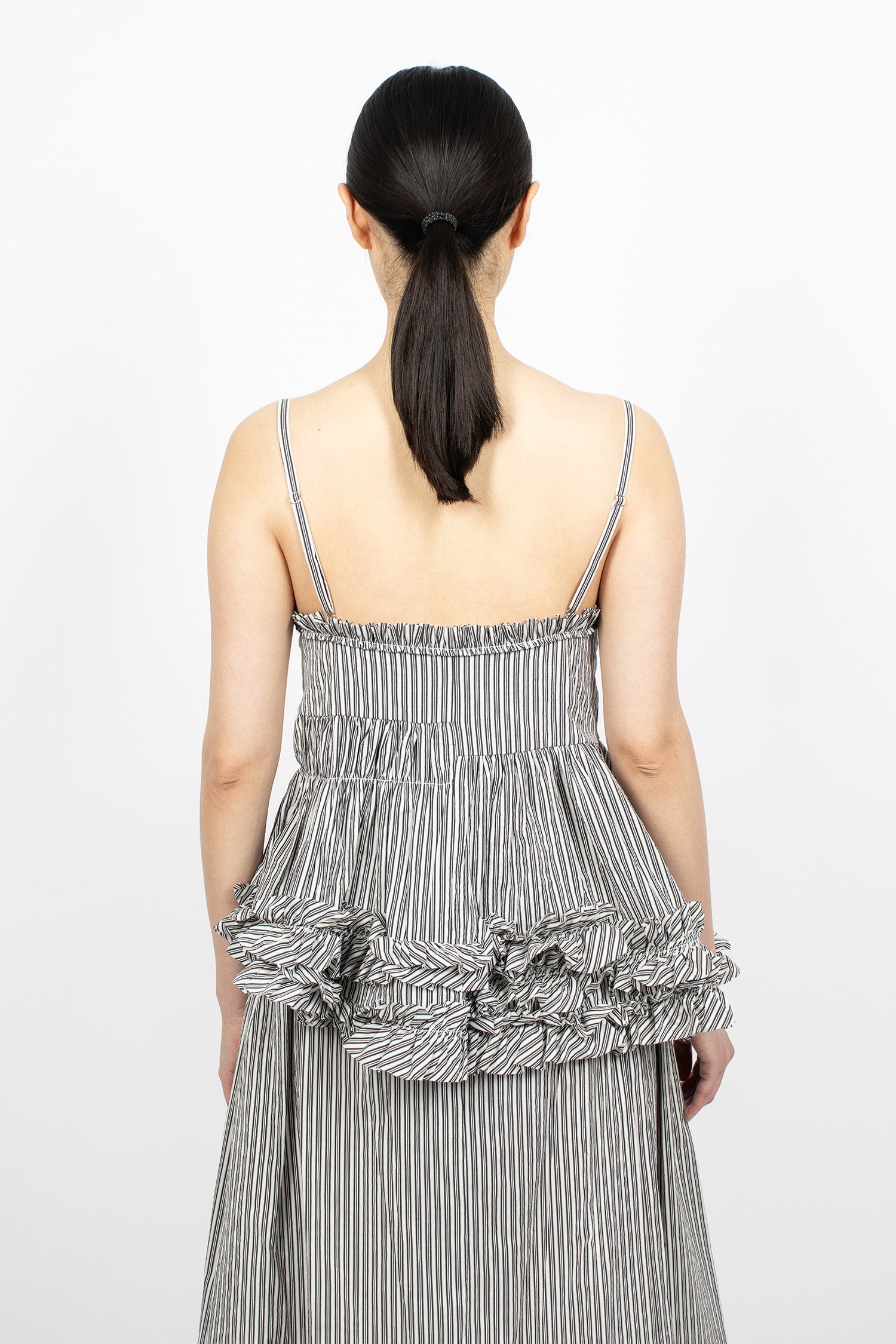 Ruffled Slip Top Black