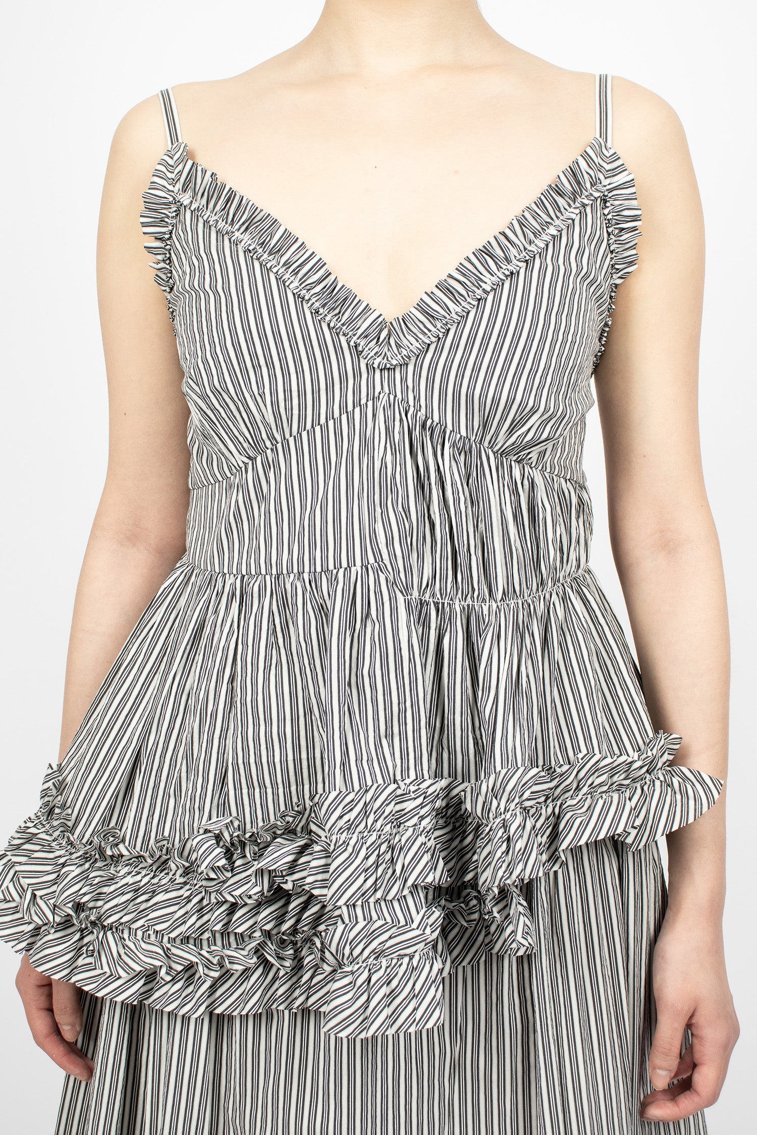 Ruffled Slip Top Black