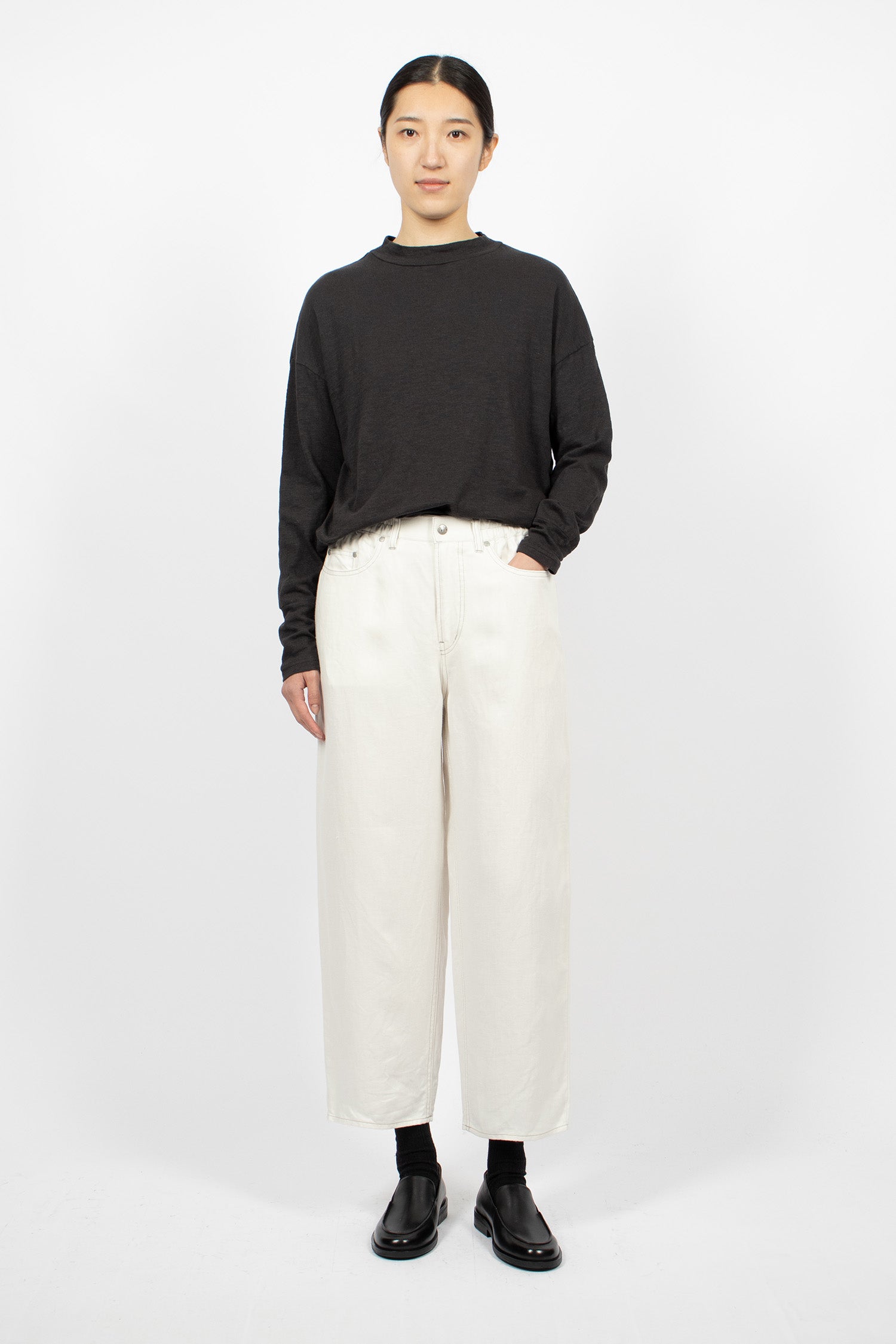 Linen Denim Tapered Pants White