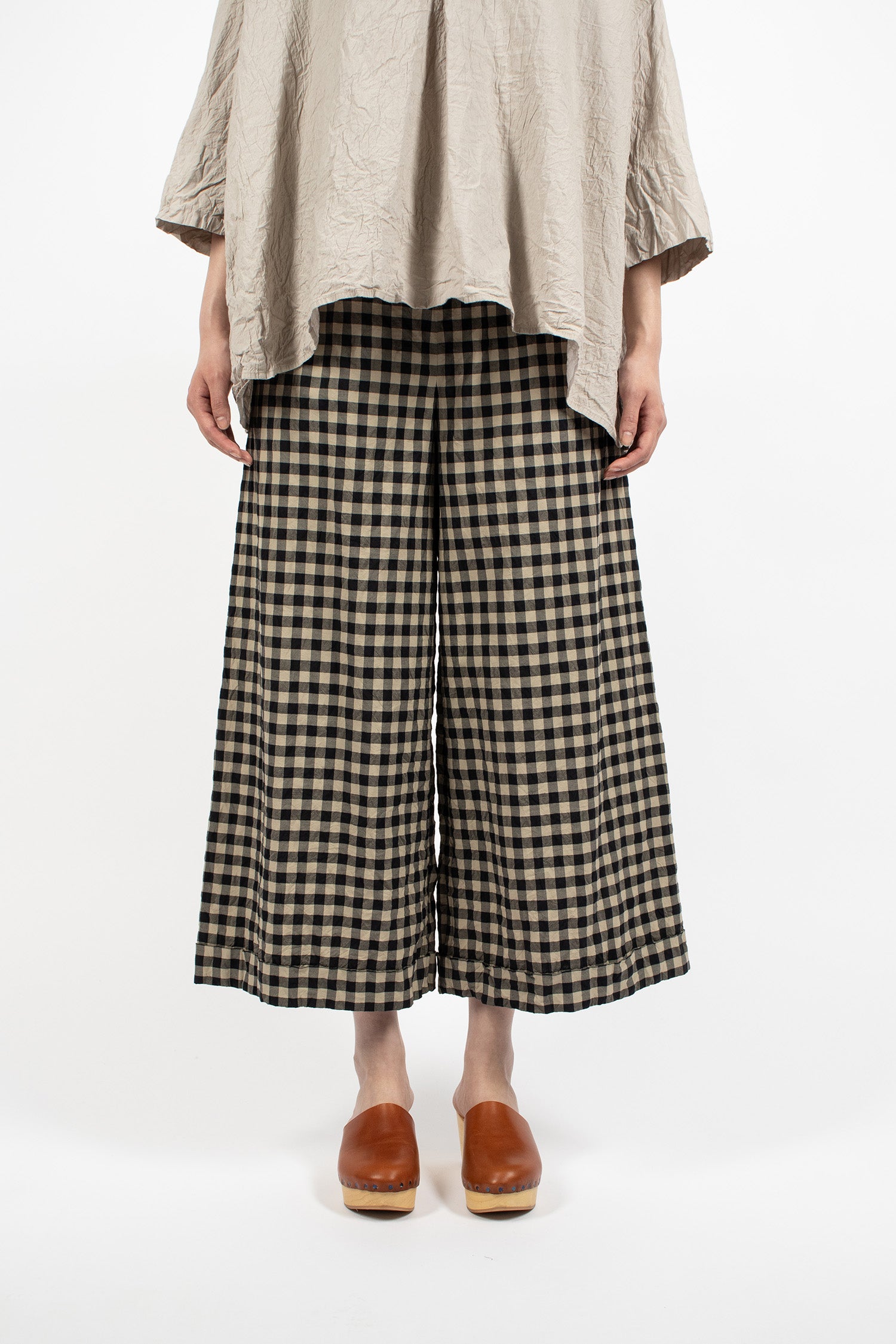 Wide Pyjama Trousers Natural/Black Check
