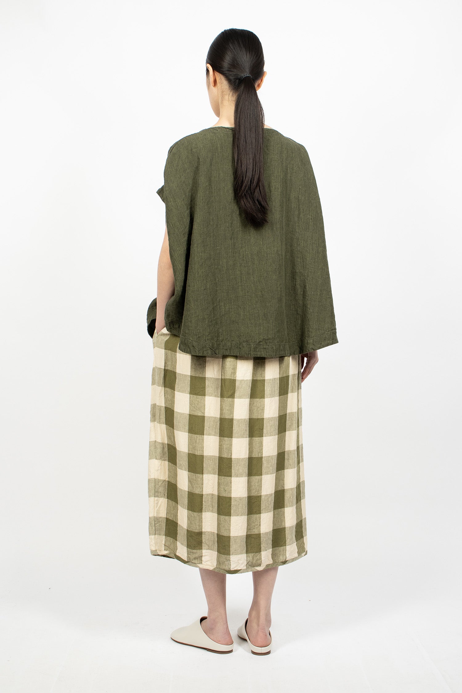 Orsan Simple Skirt Green Check