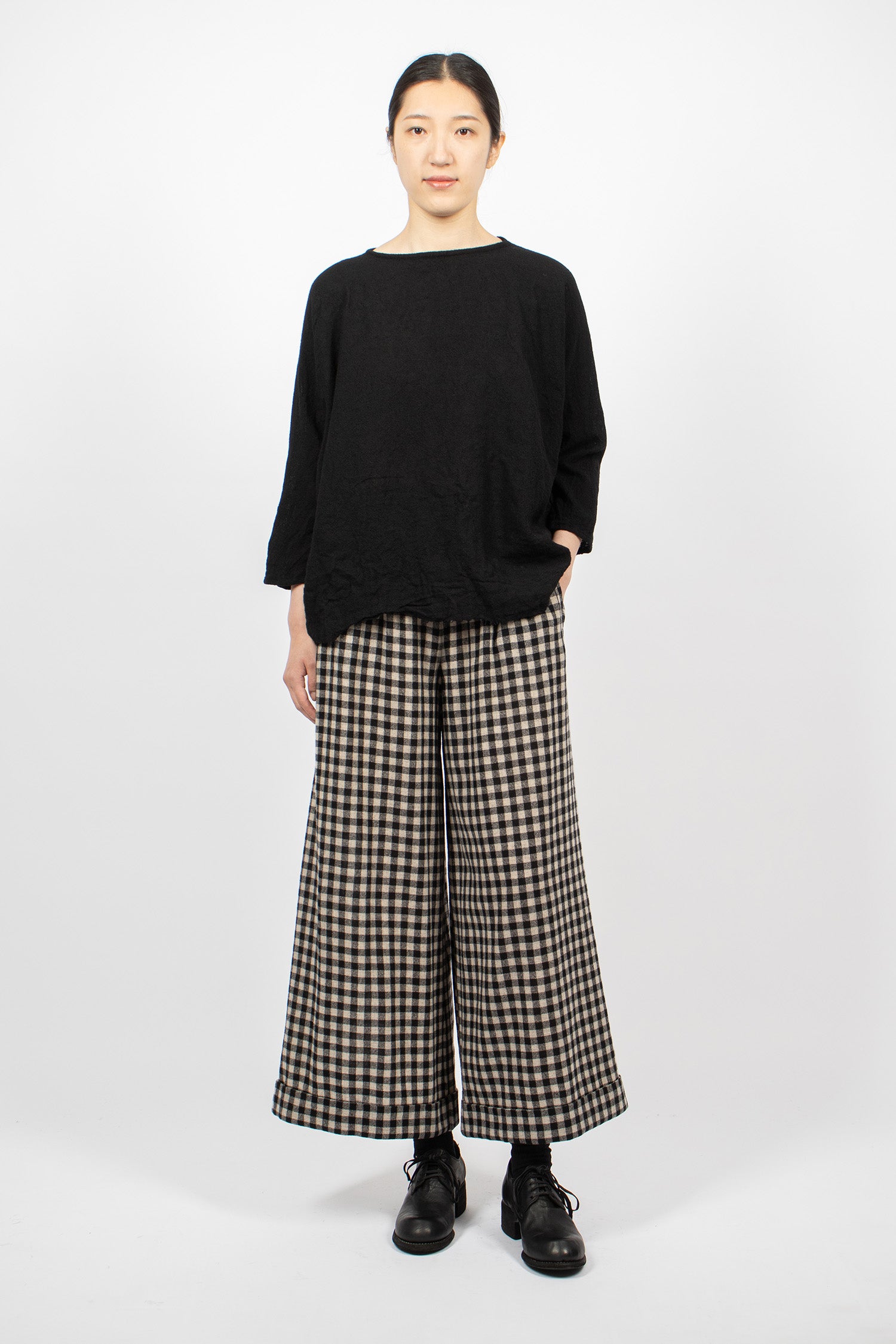 Wide Pocket Trousers Natural/Black Check