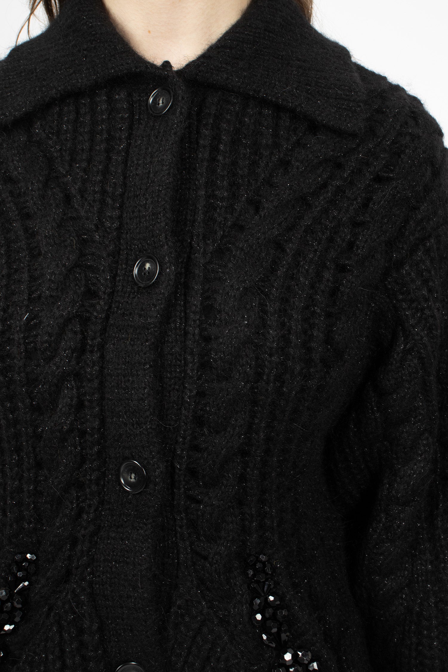 Sculpted Chunky Knit Cardigan Black