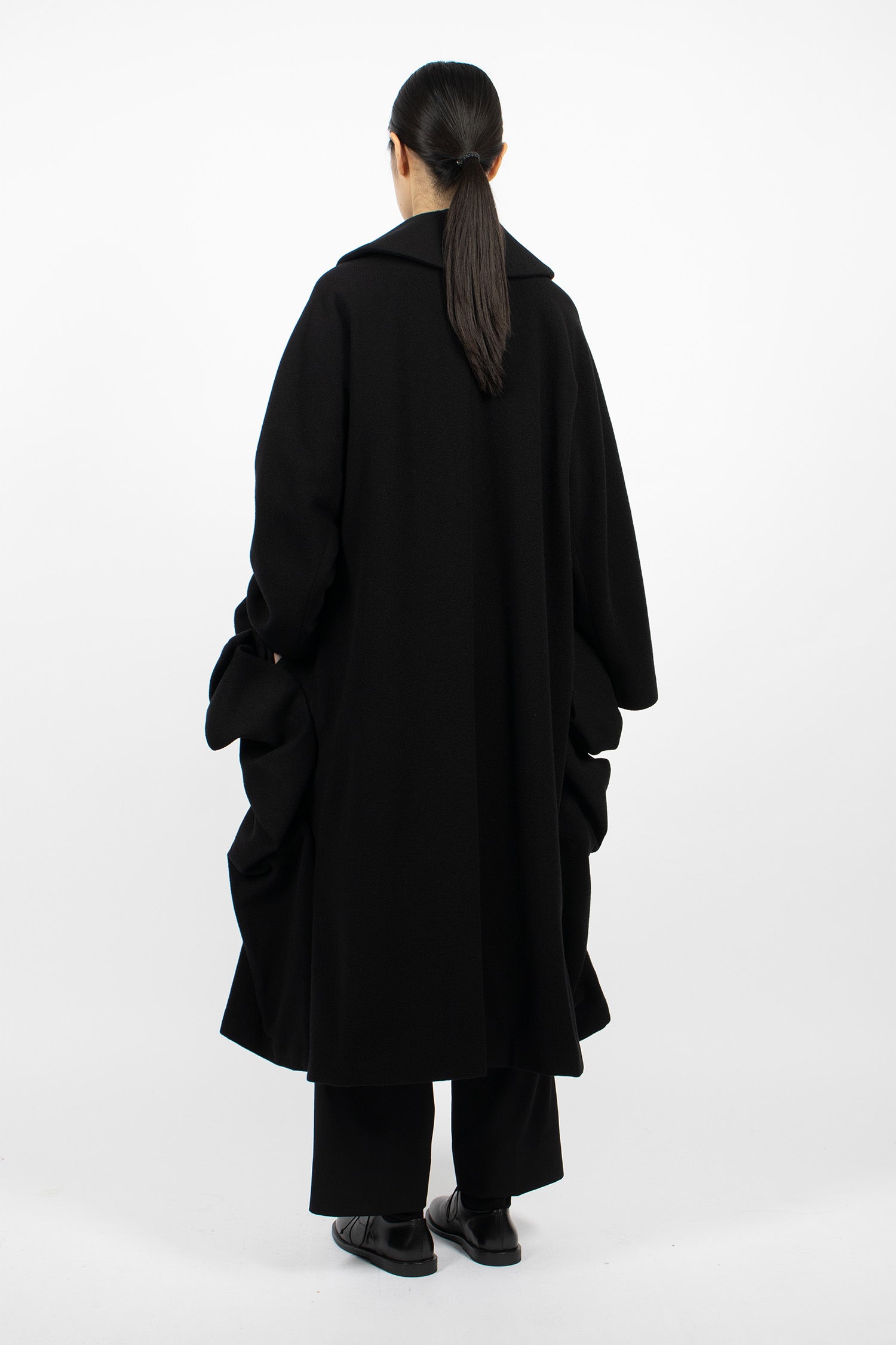 Bow Wool Coat Black