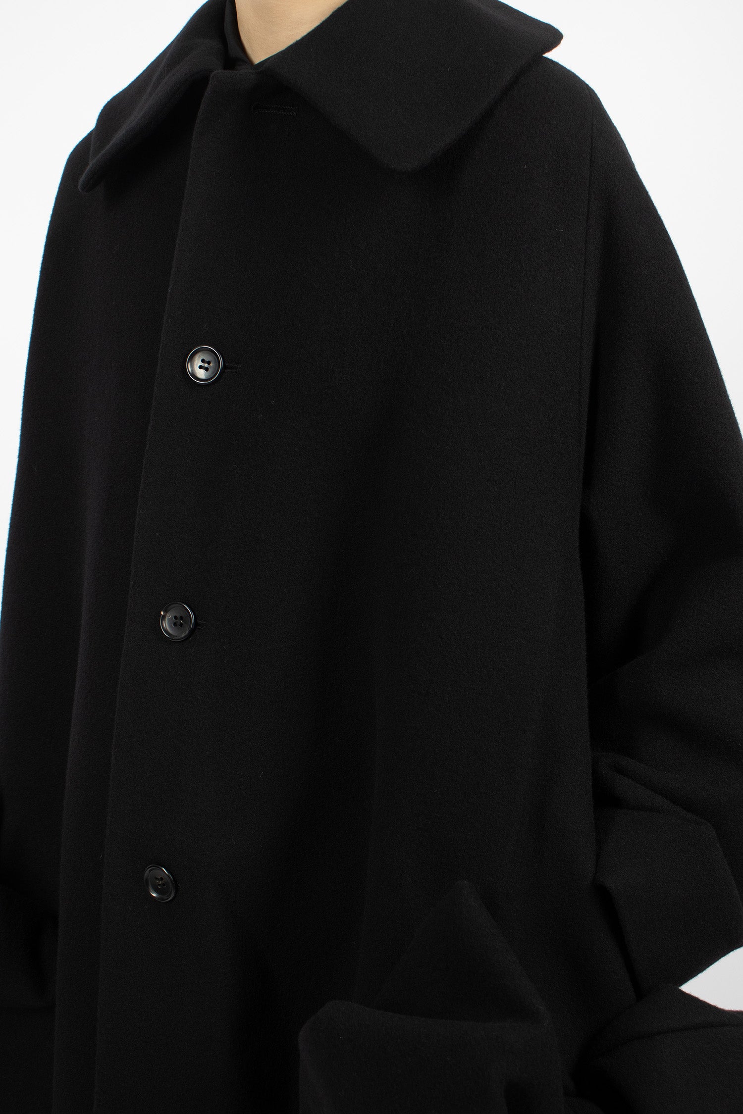 Bow Wool Coat Black