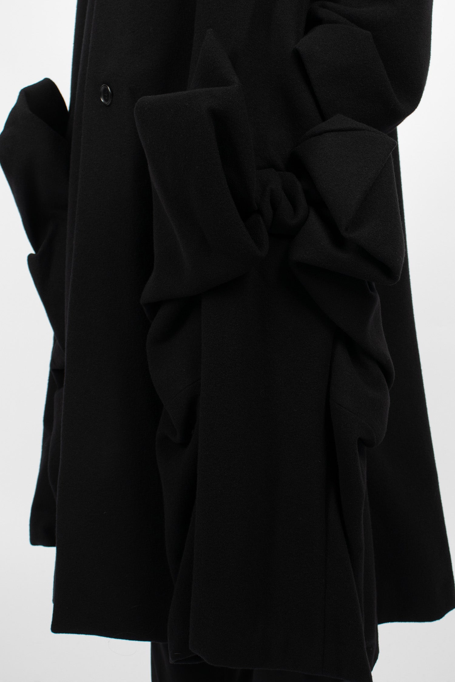 Bow Wool Coat Black