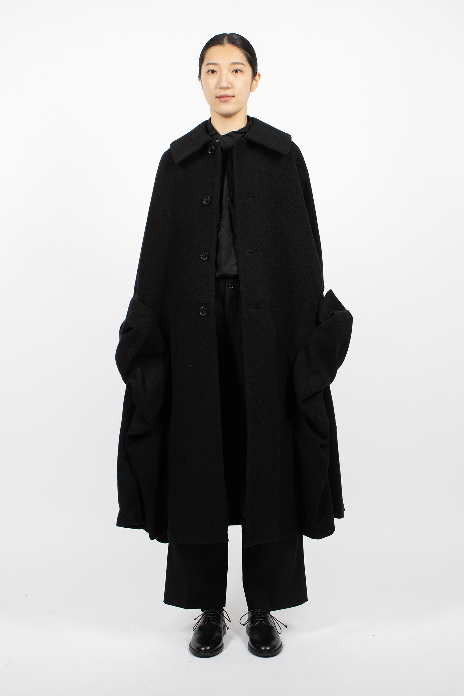Bow Wool Coat Black