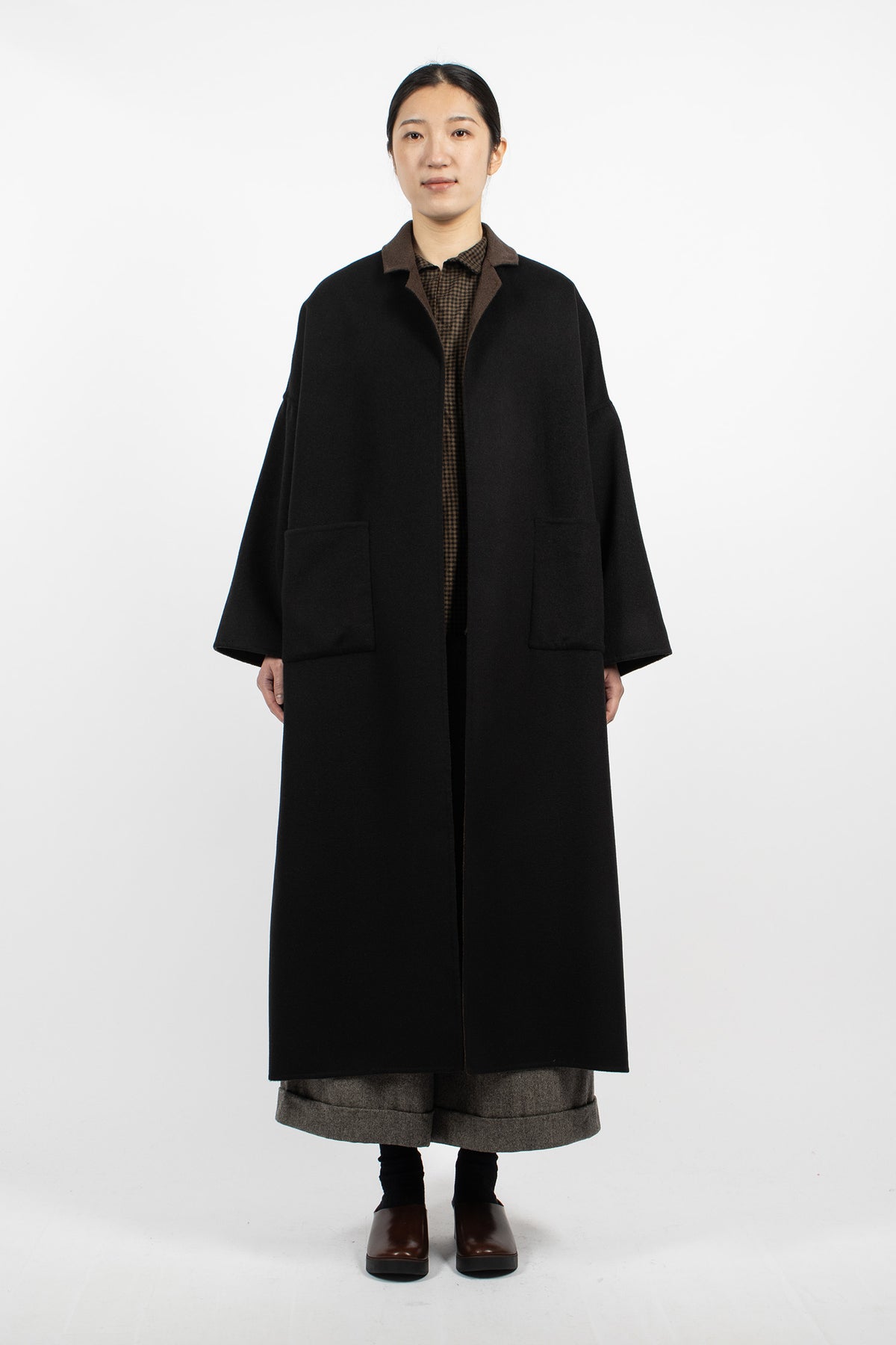 Gladiolus Reversible Long Coat Black/Brown