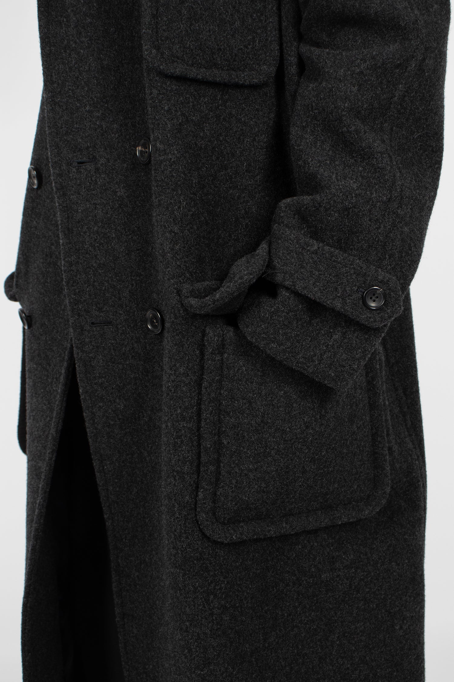 Padded Pocket Double-Breasted Coat Charcoal
