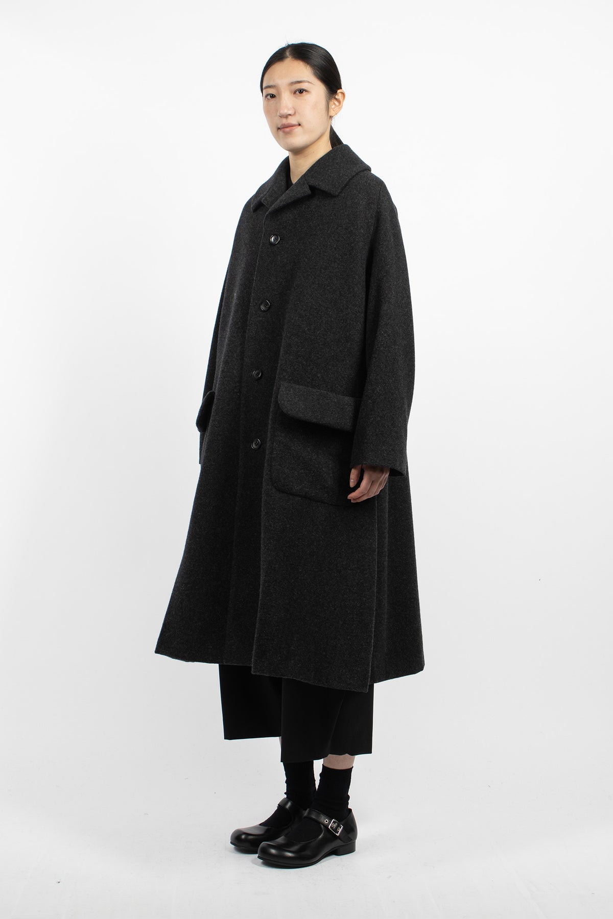 A-Line Wool Coat Charcoal Grey