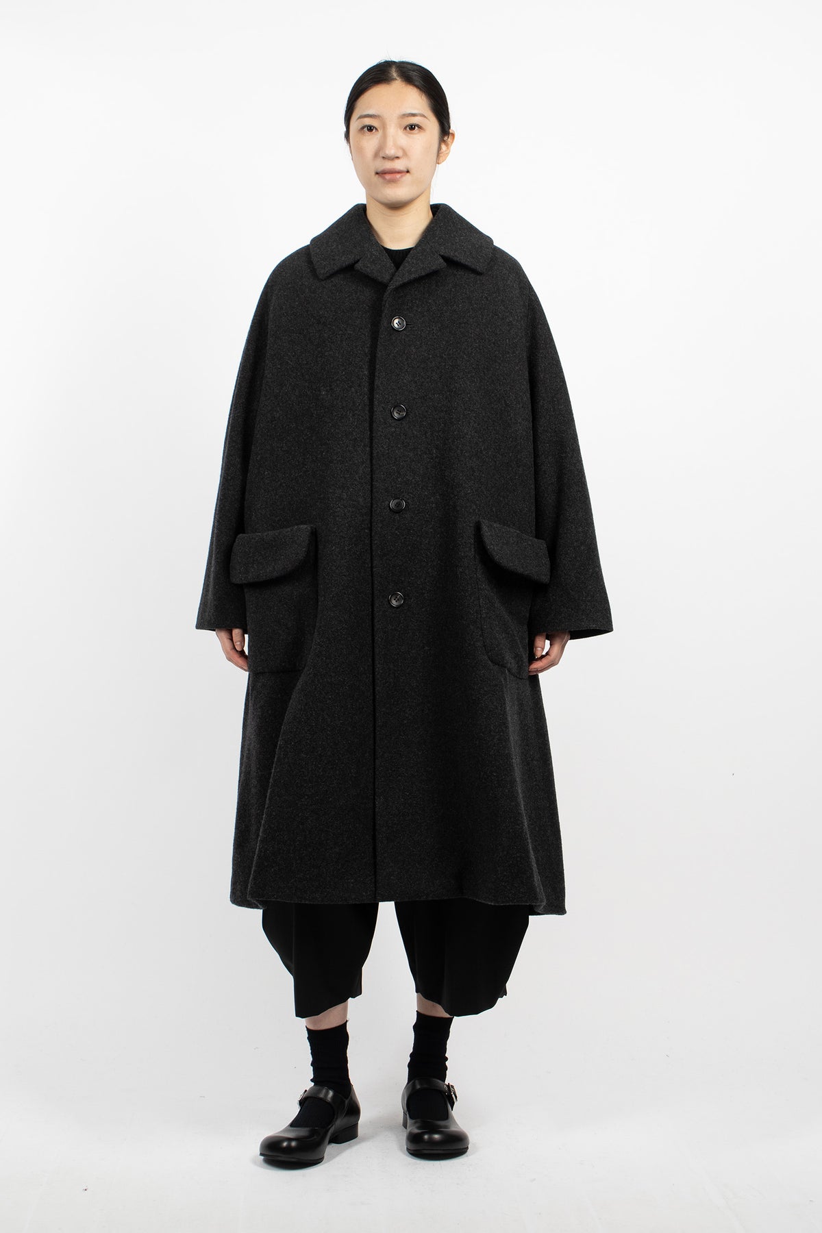 A-Line Wool Coat Charcoal Grey