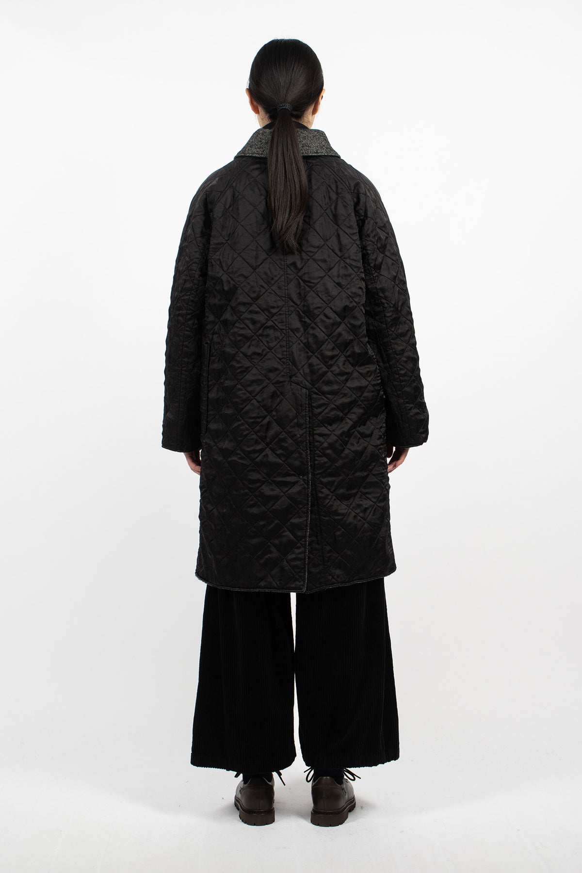 Shawl Collar Reversible Coat Charcoal/Black