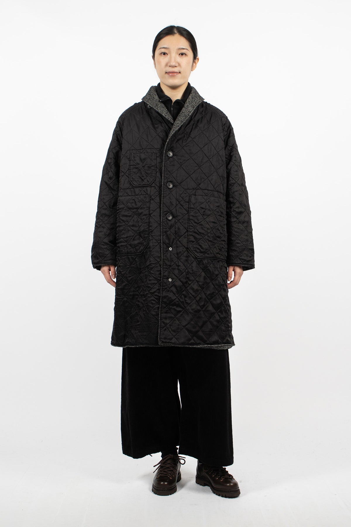 Shawl Collar Reversible Coat Charcoal/Black