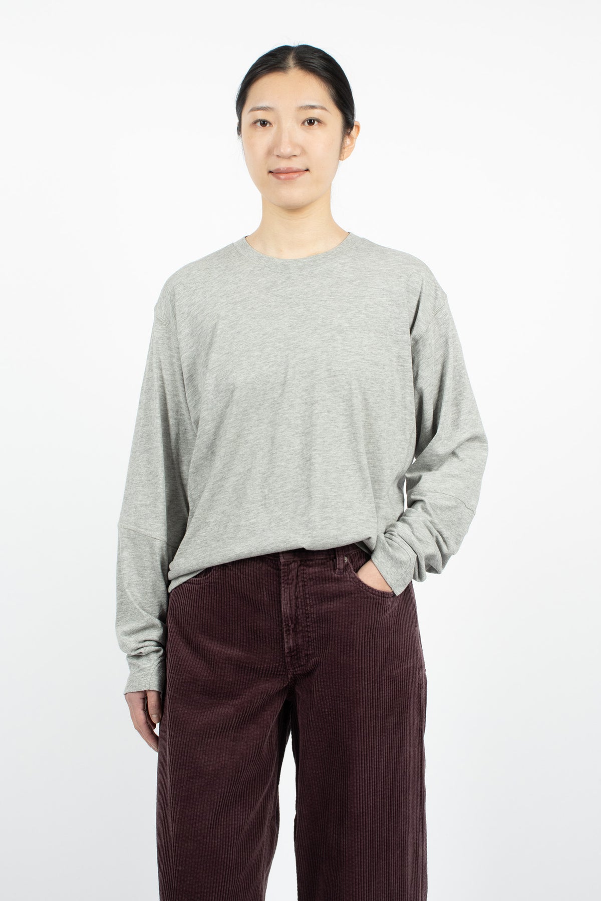 Coverstitch L/S Tee Heather Grey