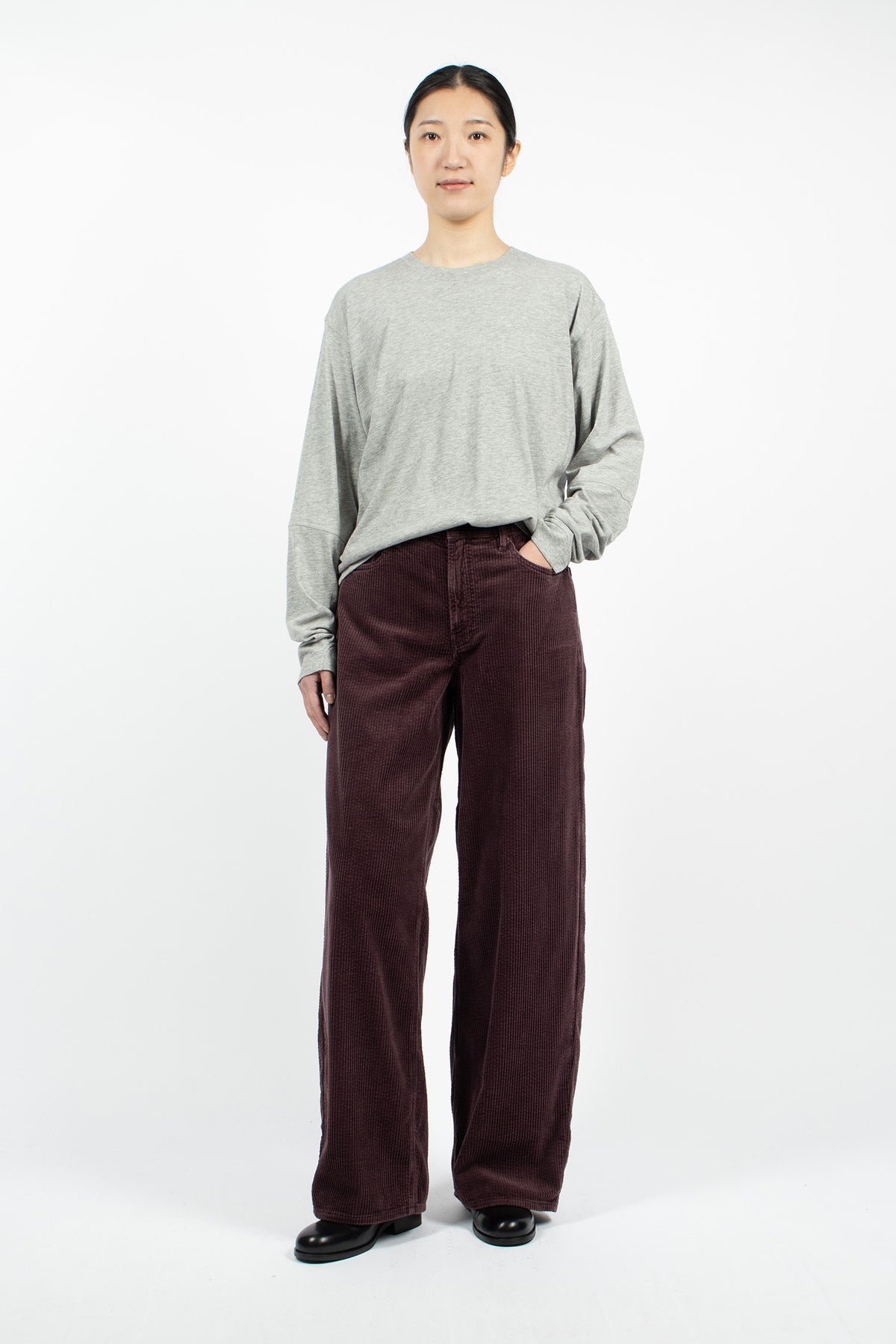 Coverstitch L/S Tee Heather Grey