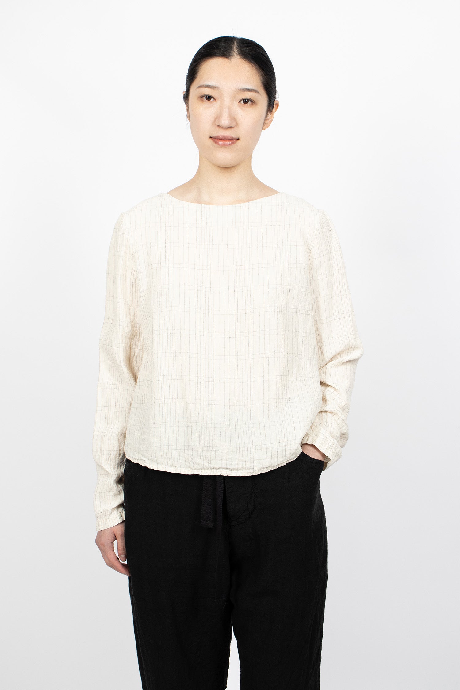 Hb Linen Blouse Silver Check