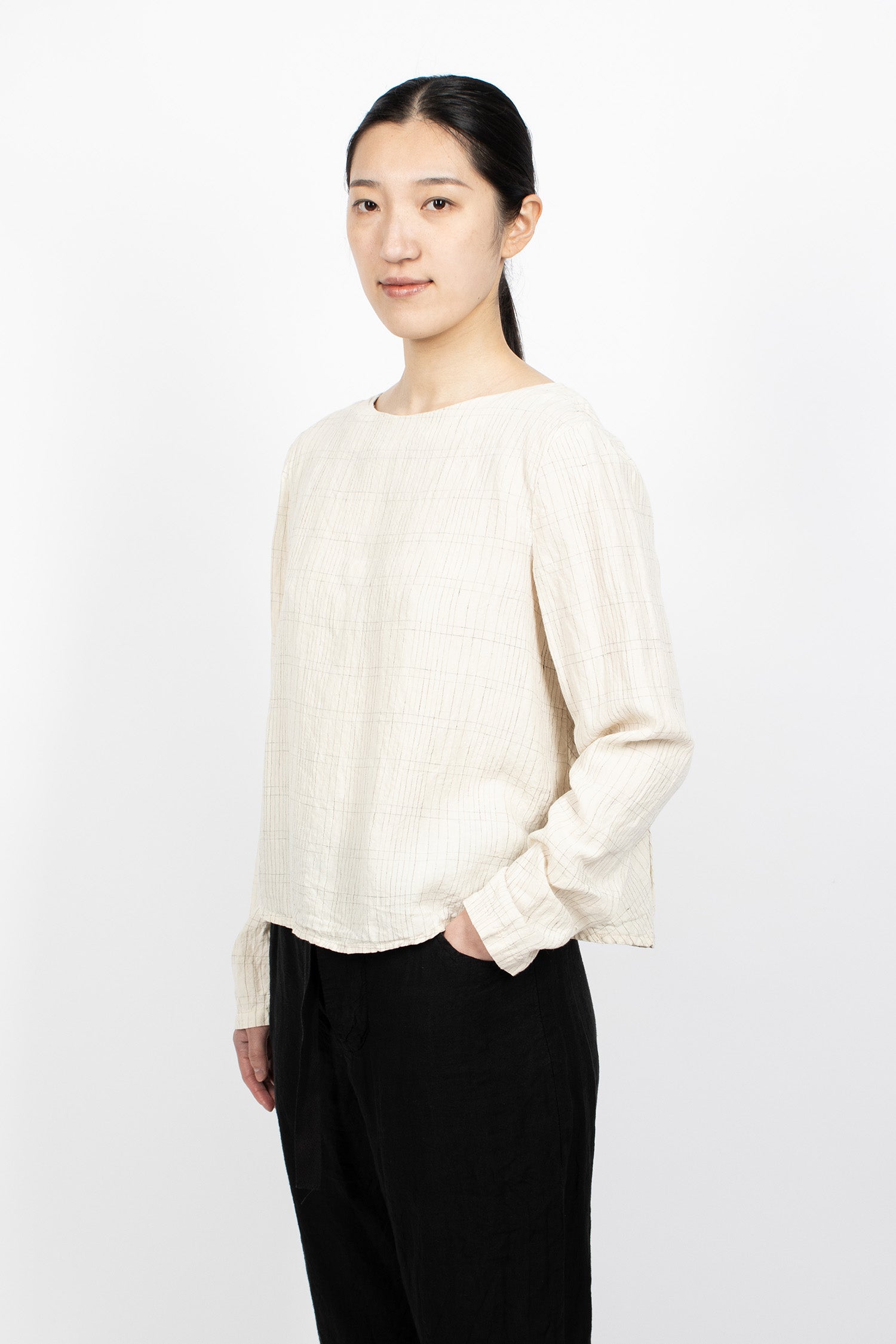 Hb Linen Blouse Silver Check