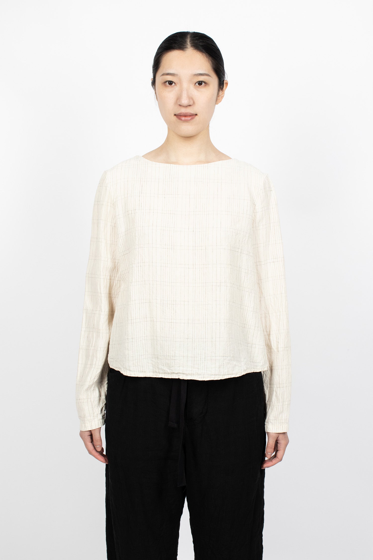 Hb Linen Blouse Silver Check