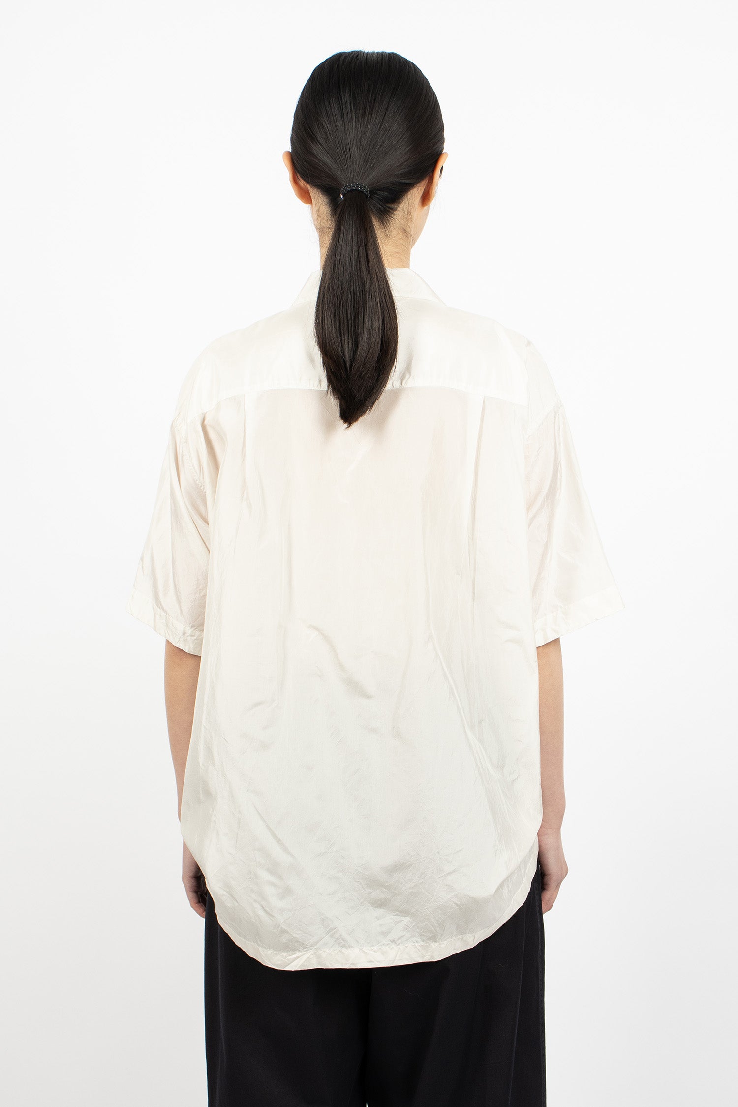 S/S Frill Silk Shirt Ivory