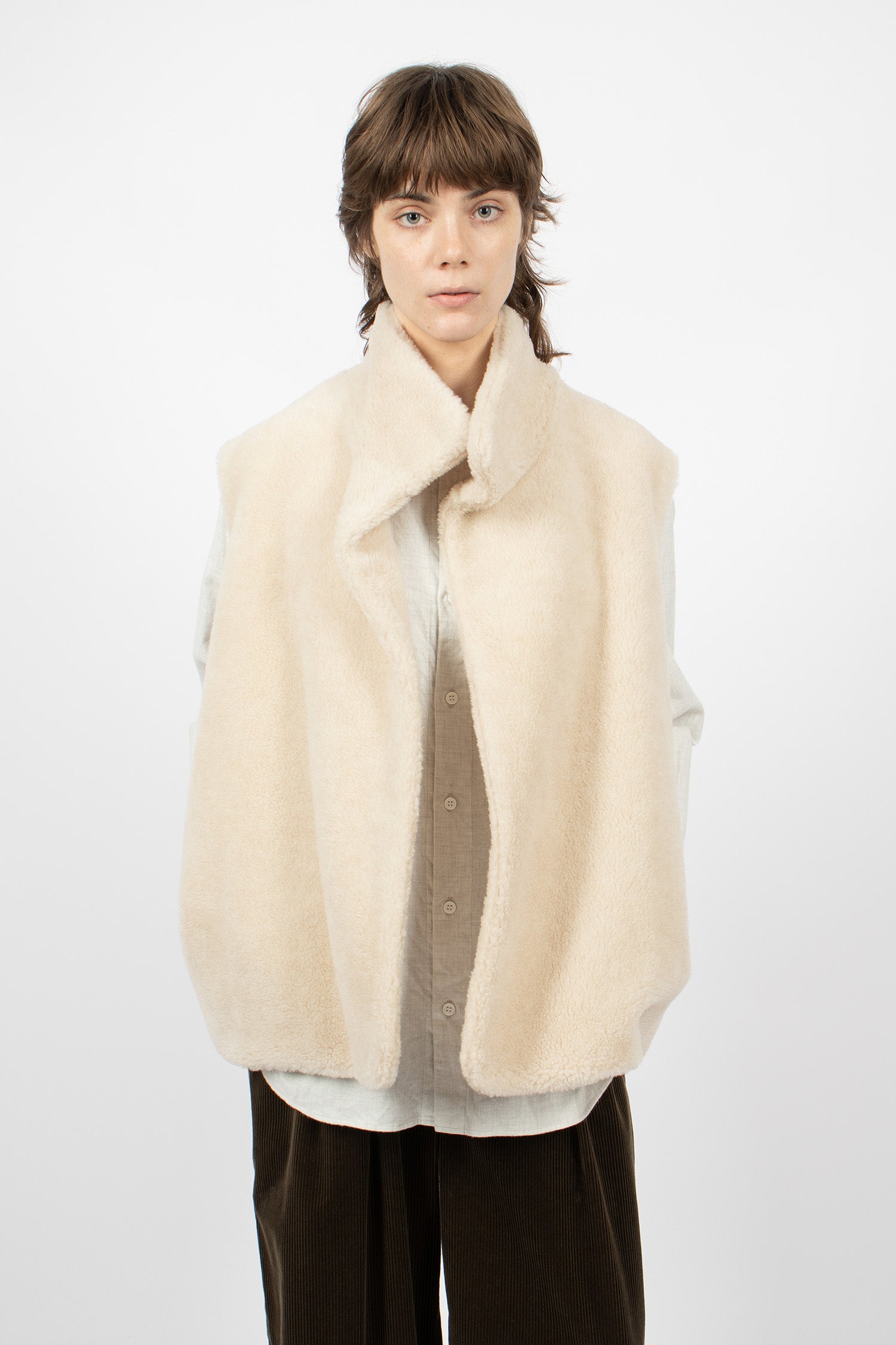 High Neck Over Vest Oatmeal