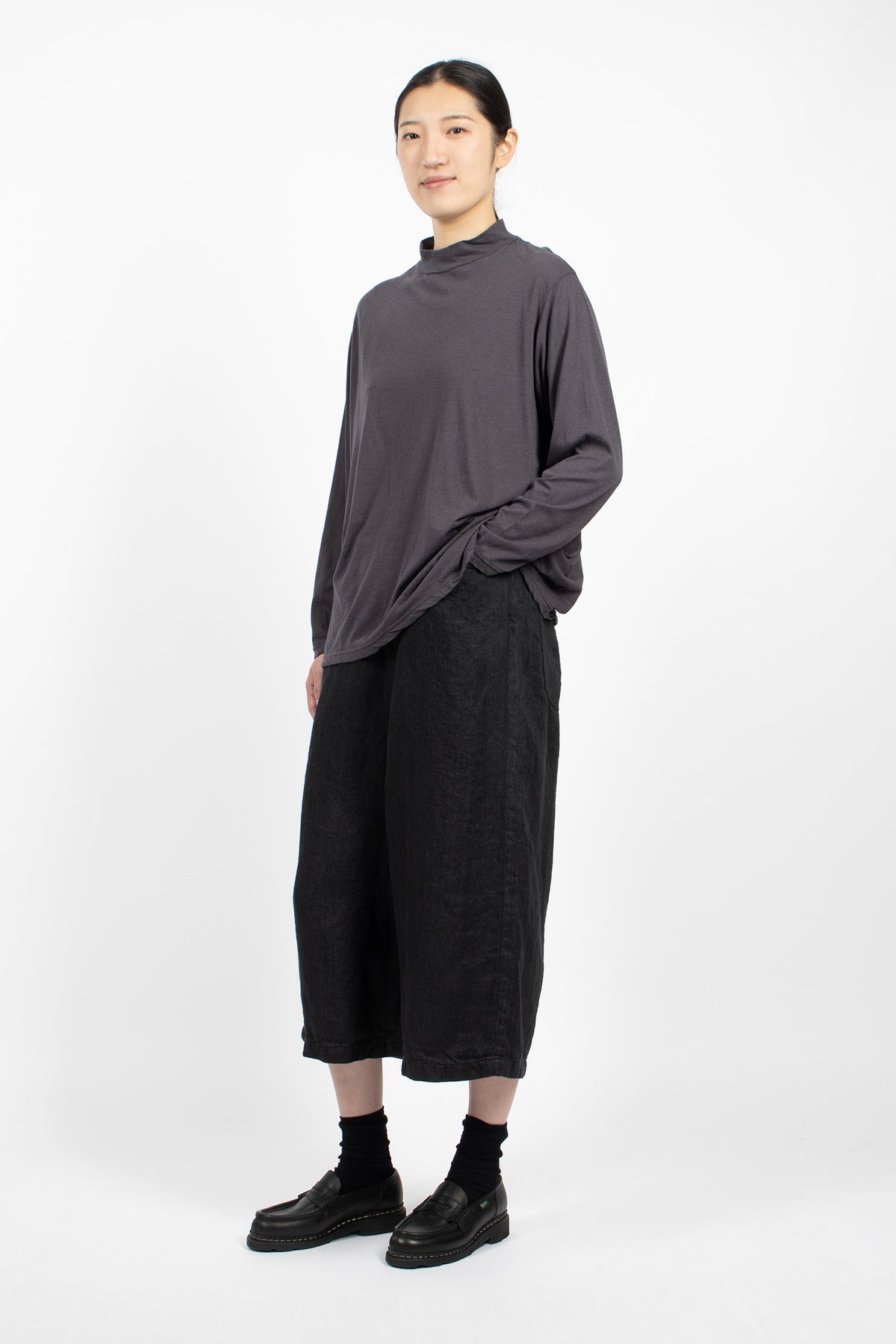 Wide Linen Culottes Black