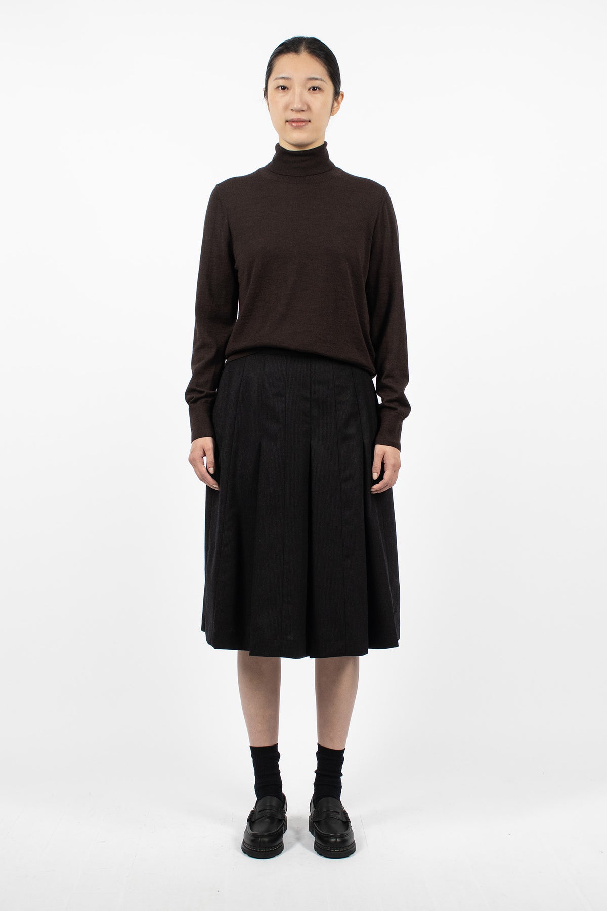 Fine Gauge Roll Neck Top Dark Brown