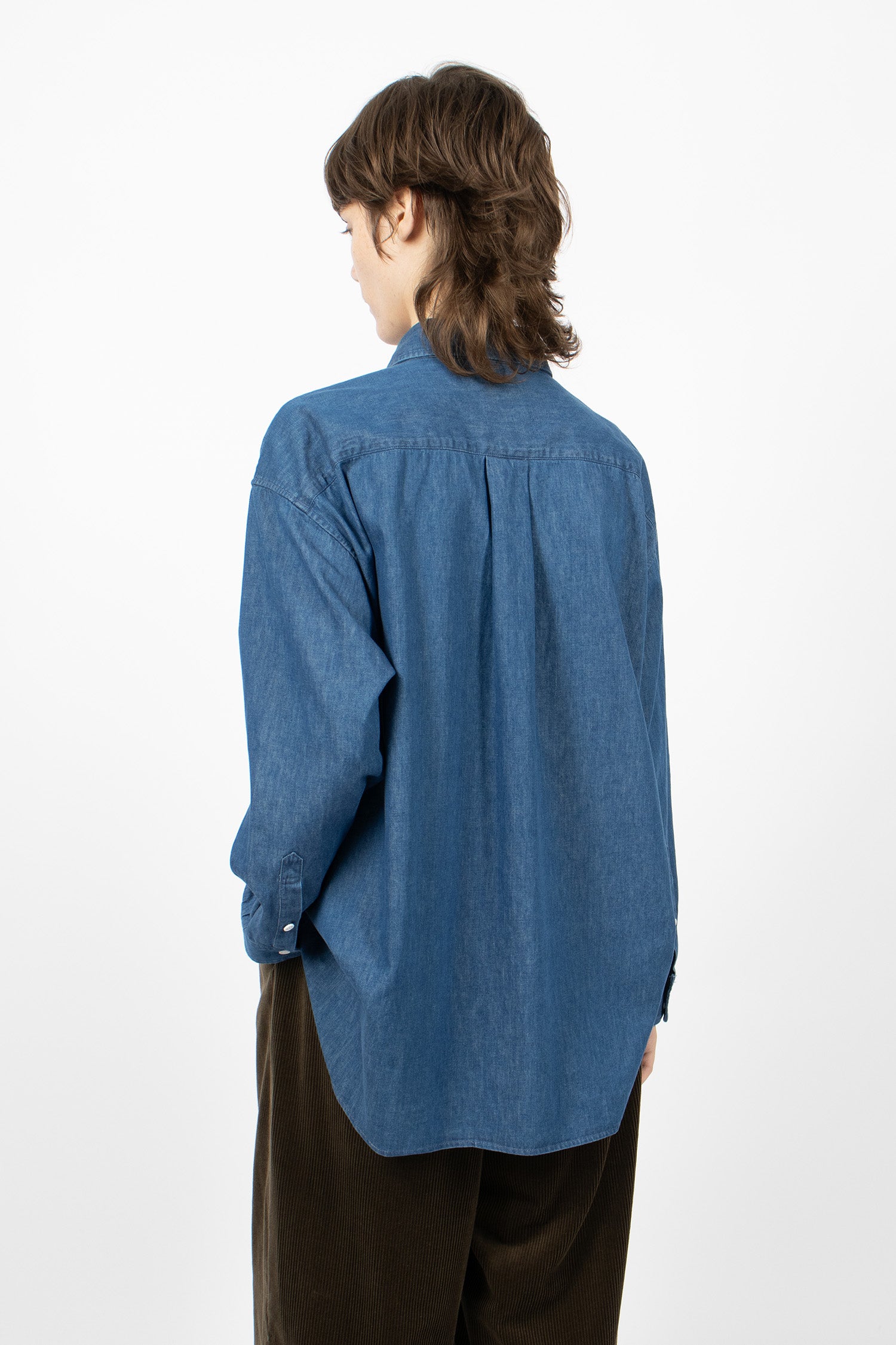Bio Washed Baggy Denim Shirt Blue