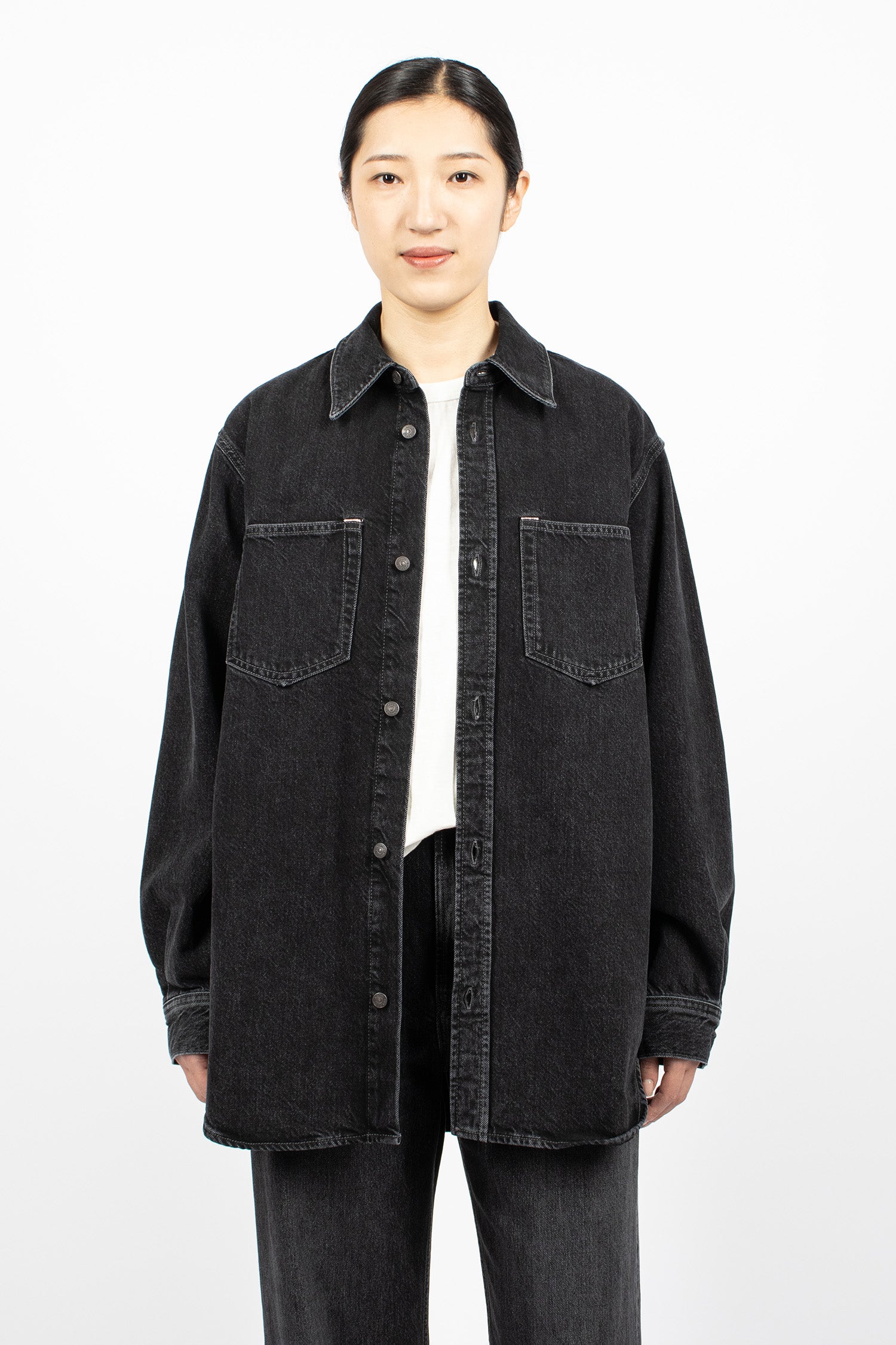 Denim Button-Up Shirt Black