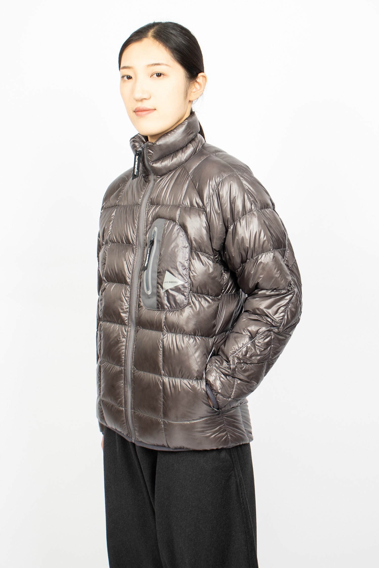 Diamond Stitch Down Jacket Grey