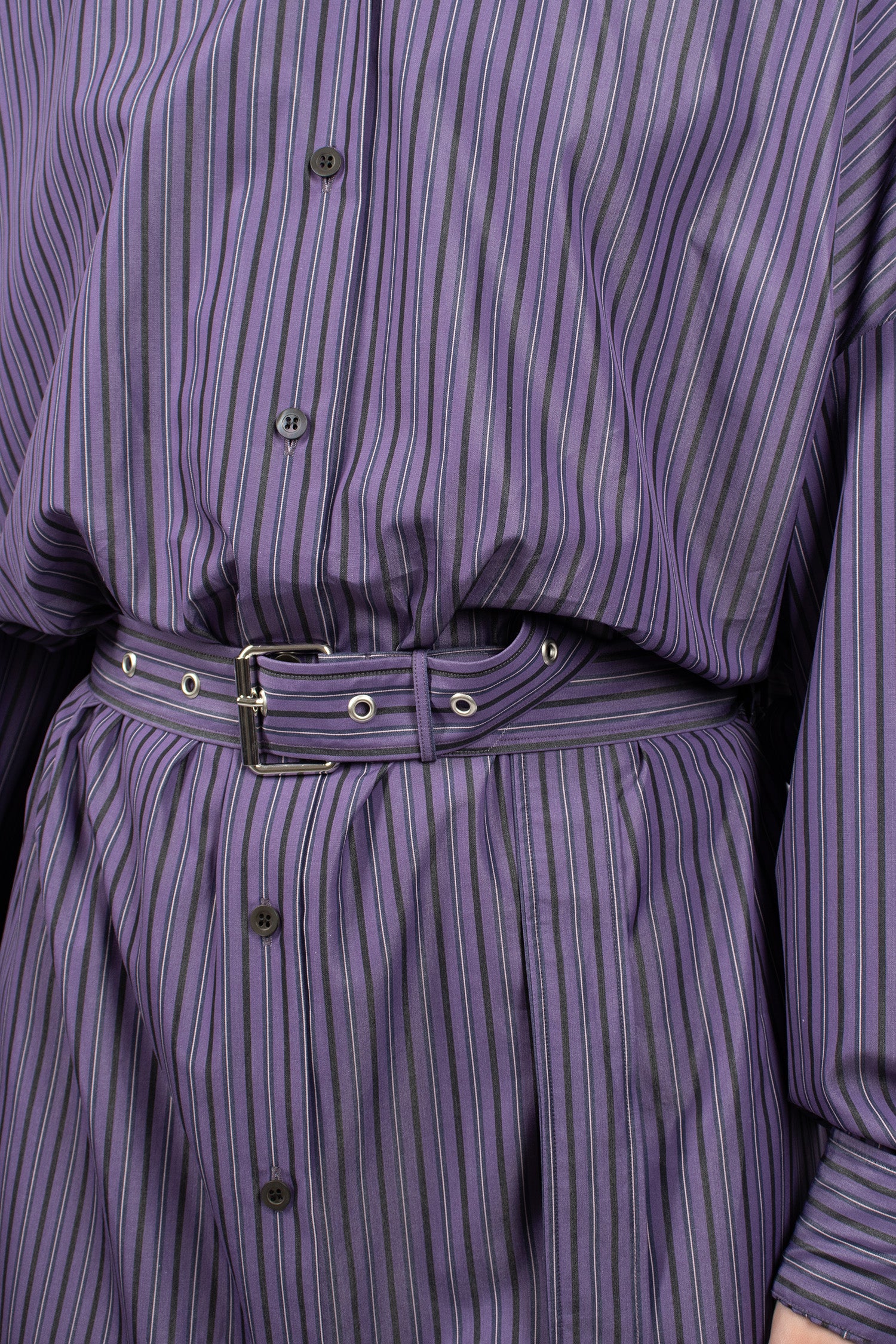 Belted Shirt Dress Steel