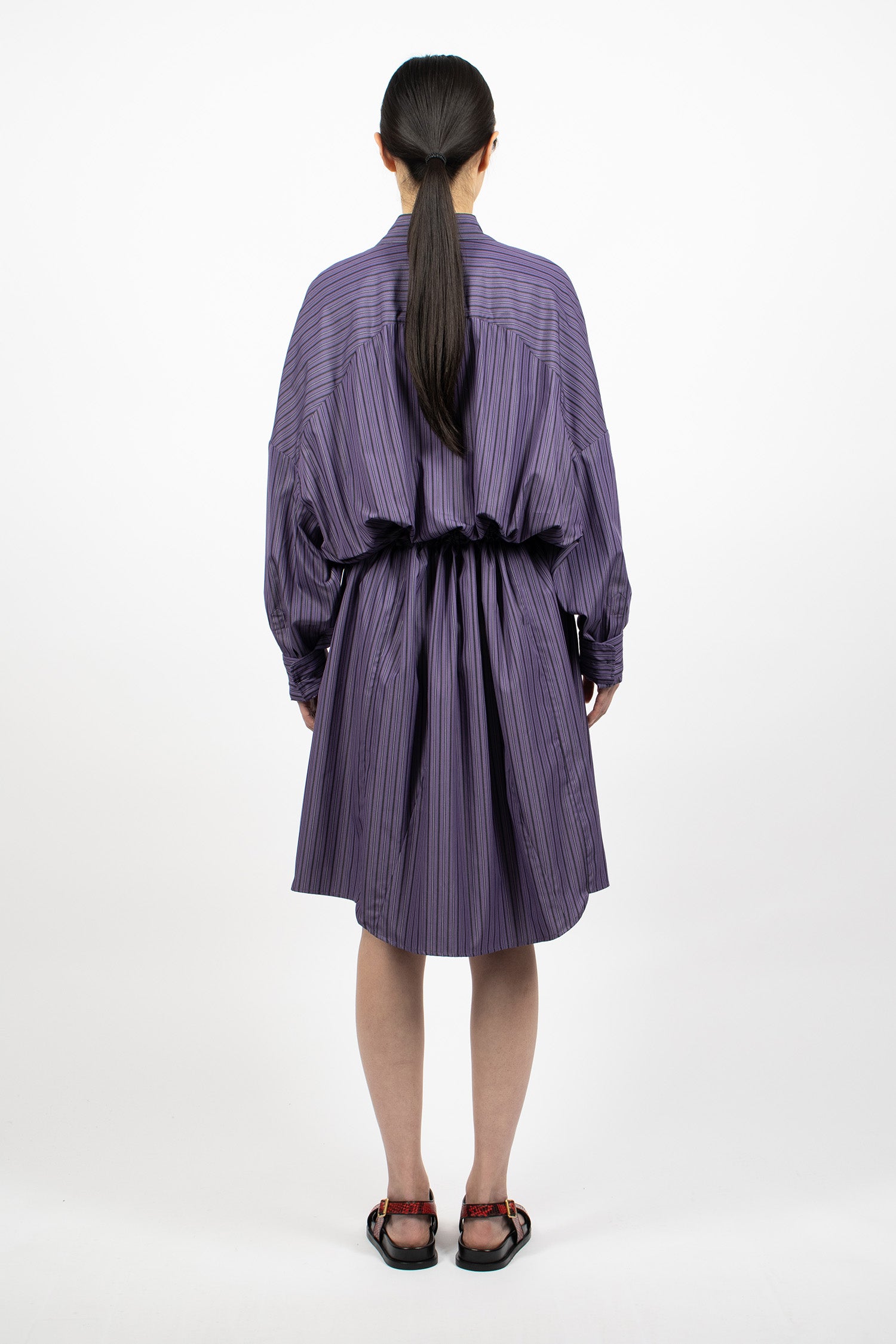 Belted Shirt Dress Steel