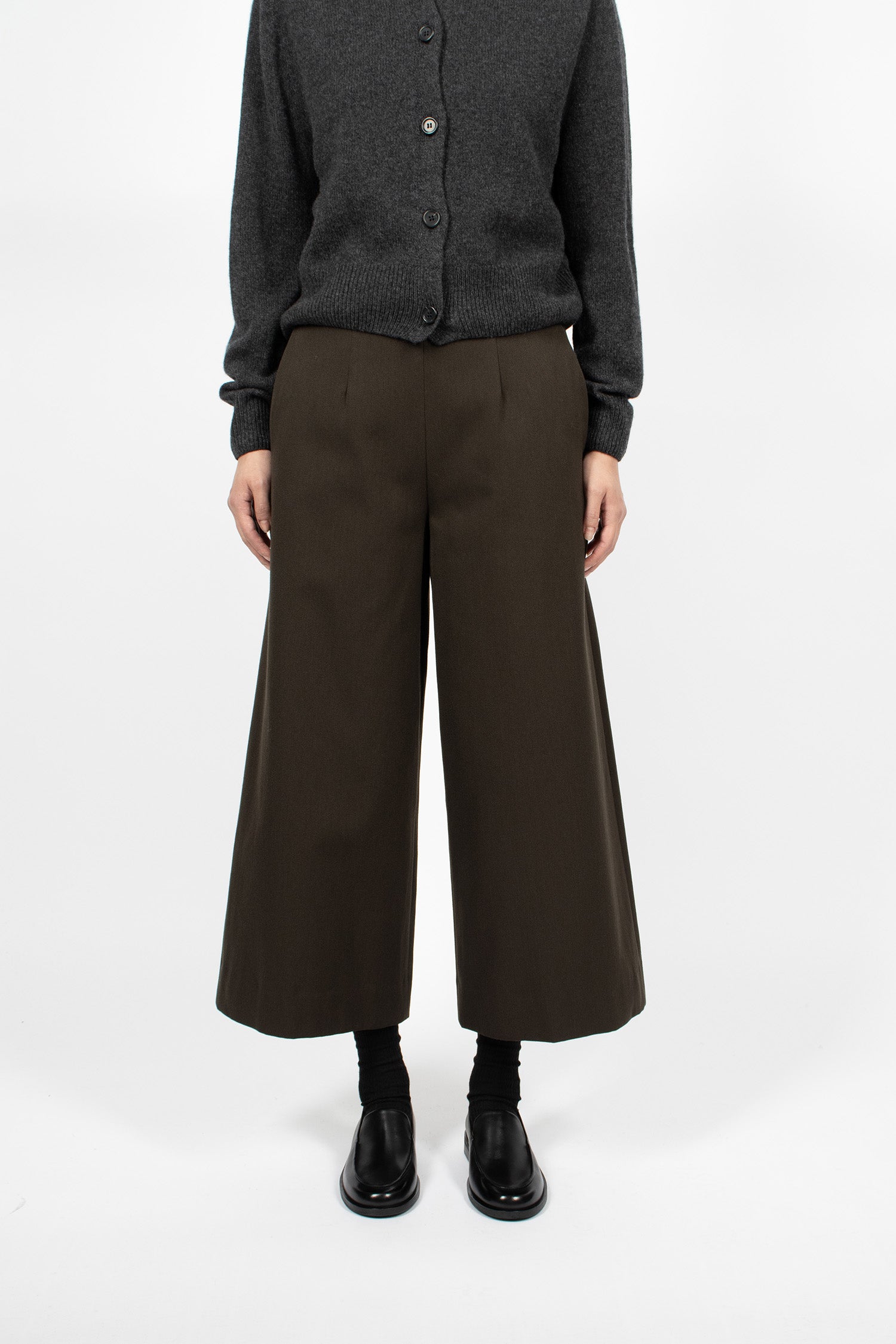 Flat Front Culottes Dark Olive