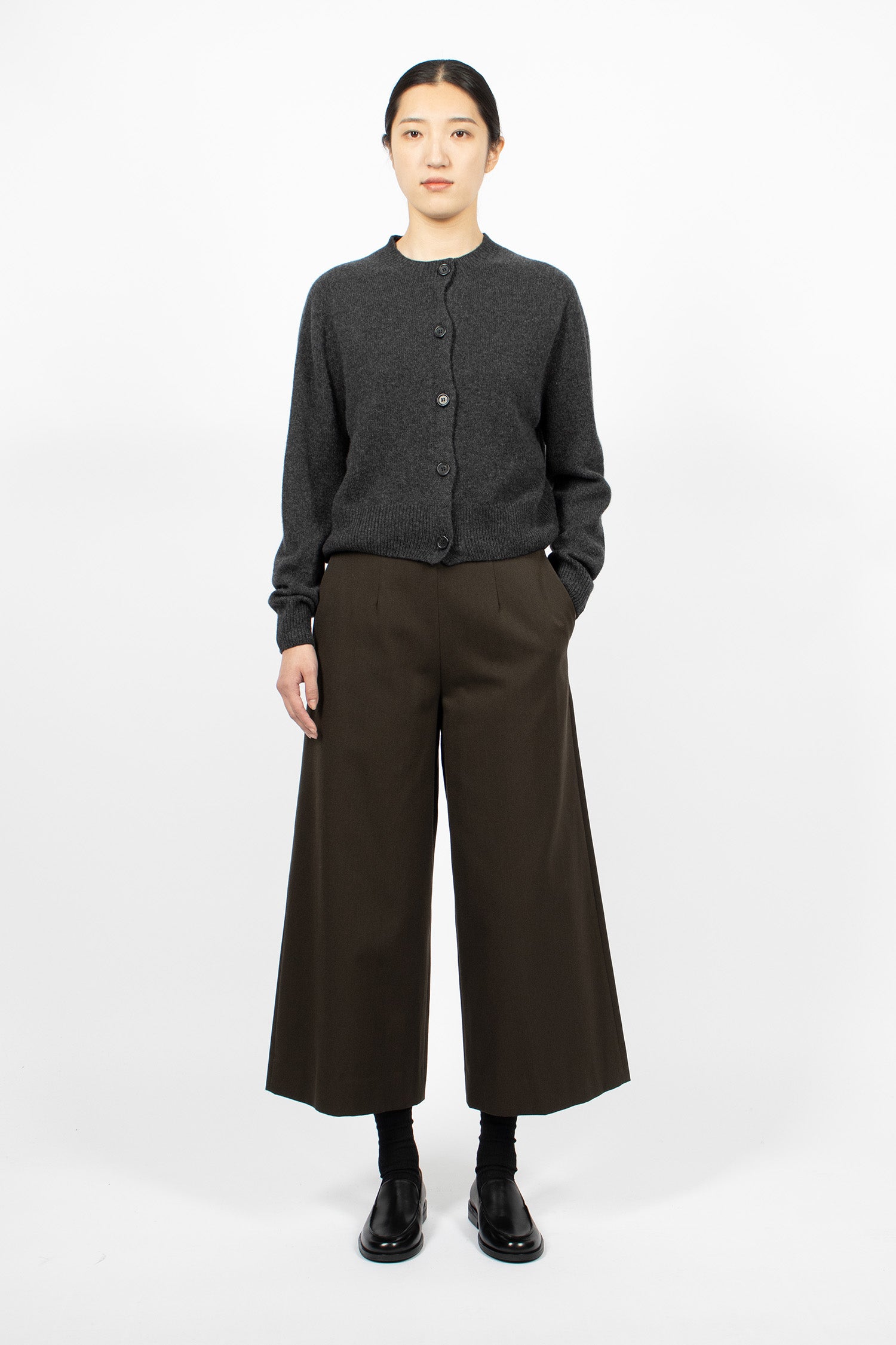 Flat Front Culottes Dark Olive