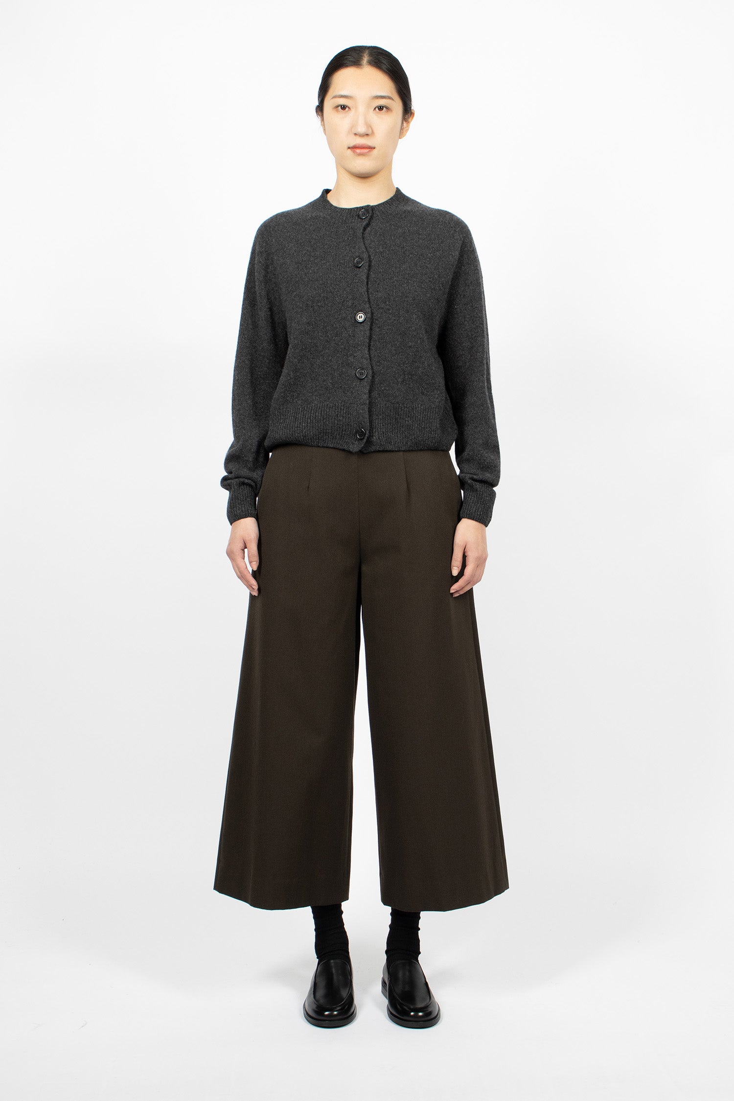Flat Front Culottes Dark Olive