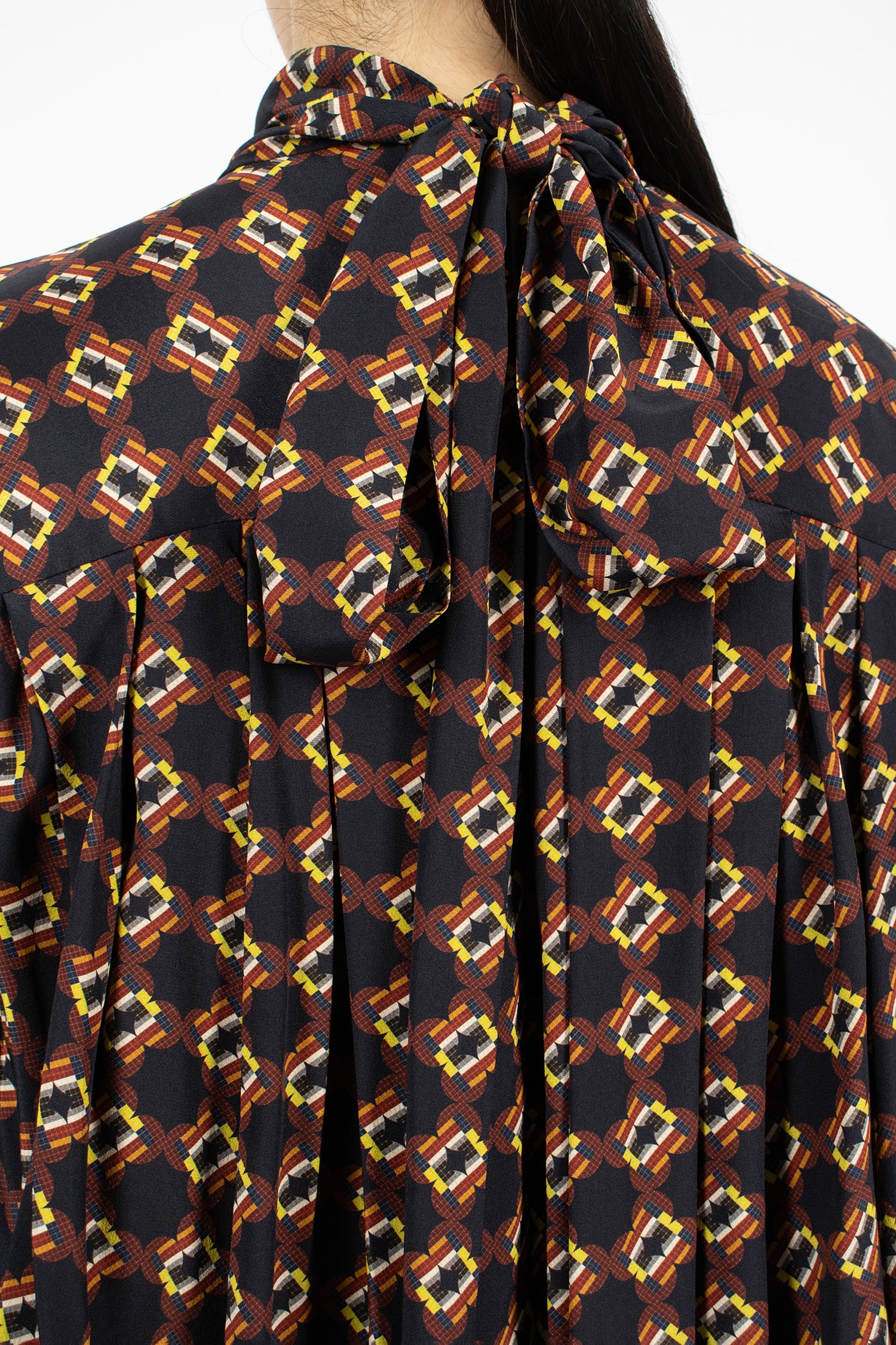 Draped Printed Dress Navy