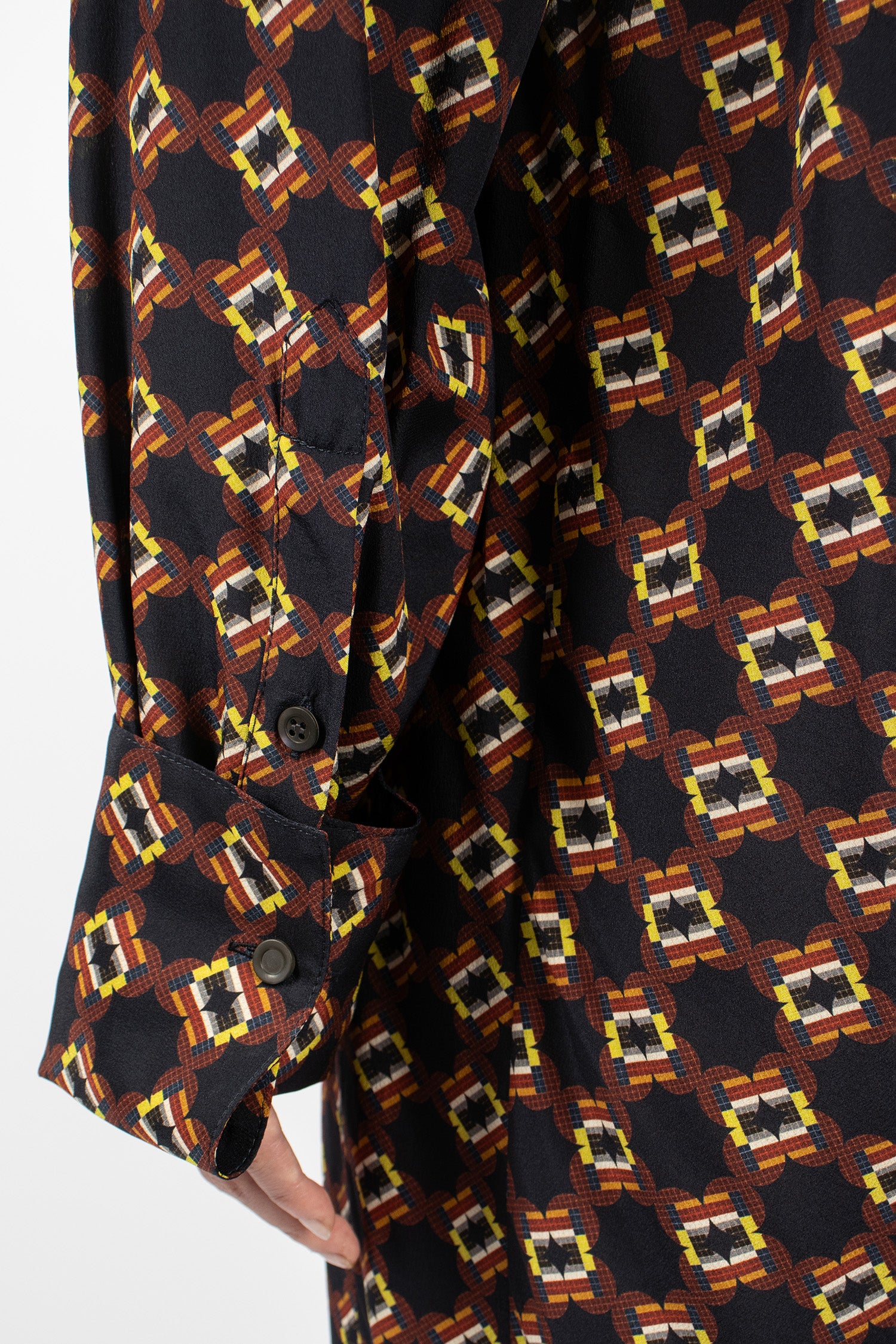 Draped Printed Dress Navy