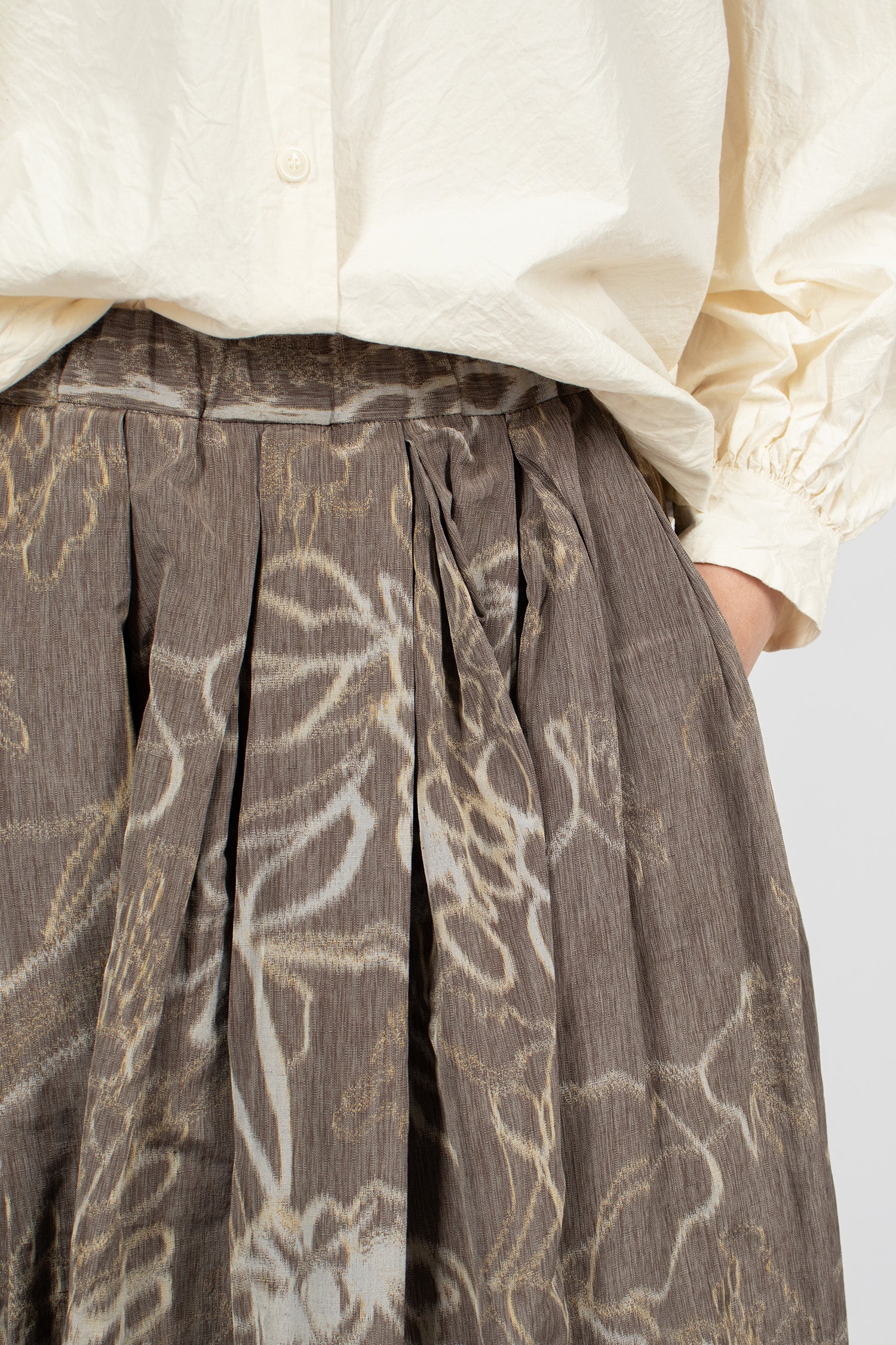 Double Rideaux Skirt Ikat Dark Brown