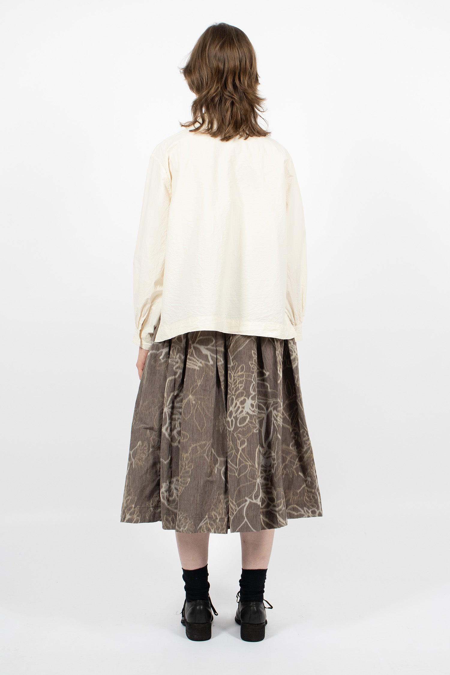 Double Rideaux Skirt Ikat Dark Brown