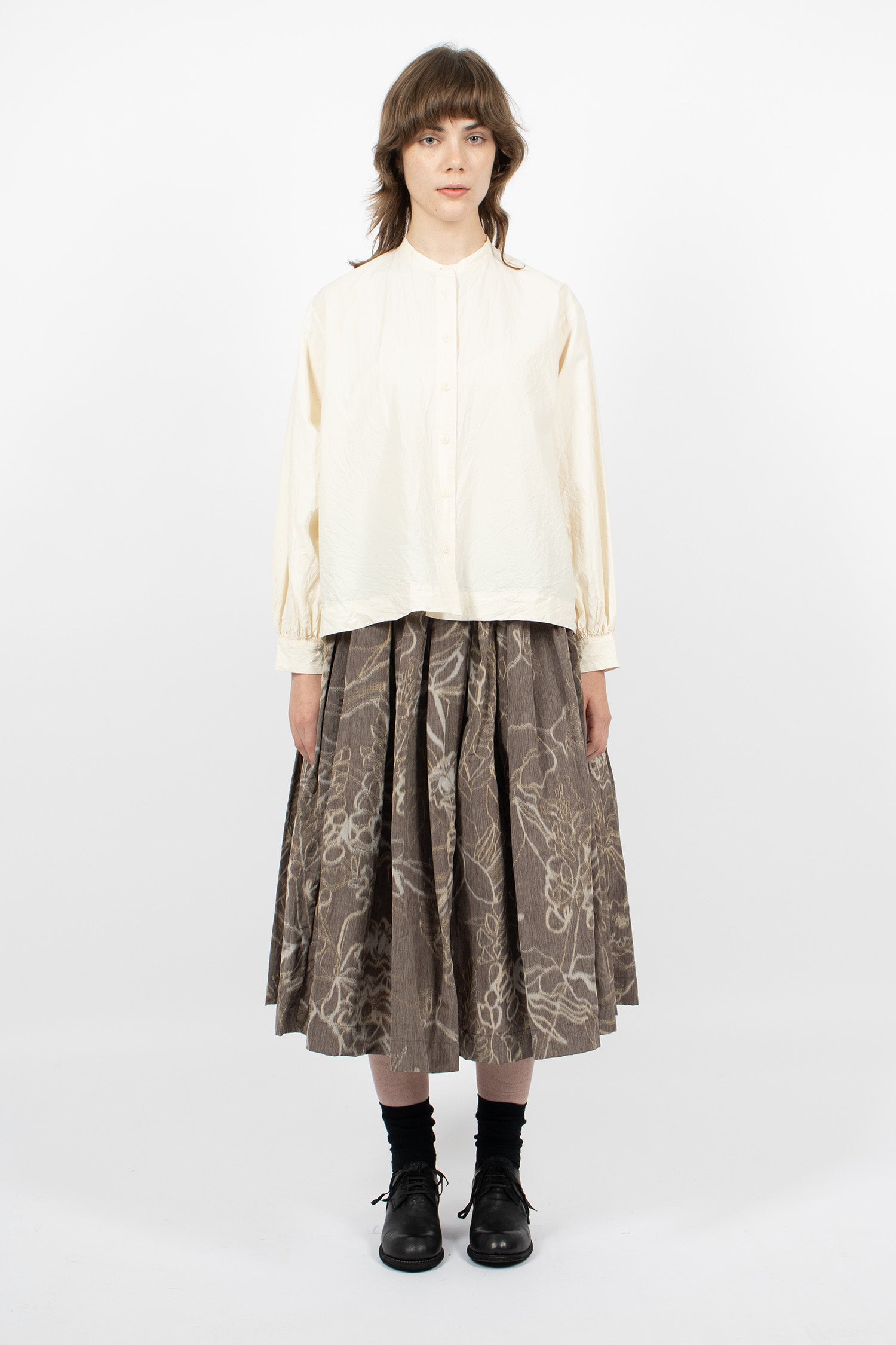 Double Rideaux Skirt Ikat Dark Brown