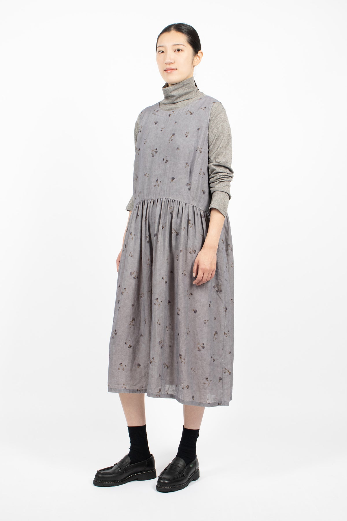 Wildflower Print Sleeveless Dress Grey Blue