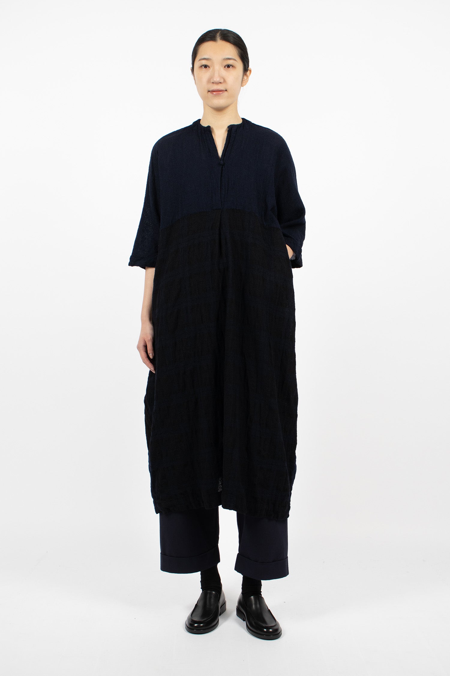 20.07.06 Washed Wool Dress Blue/Black