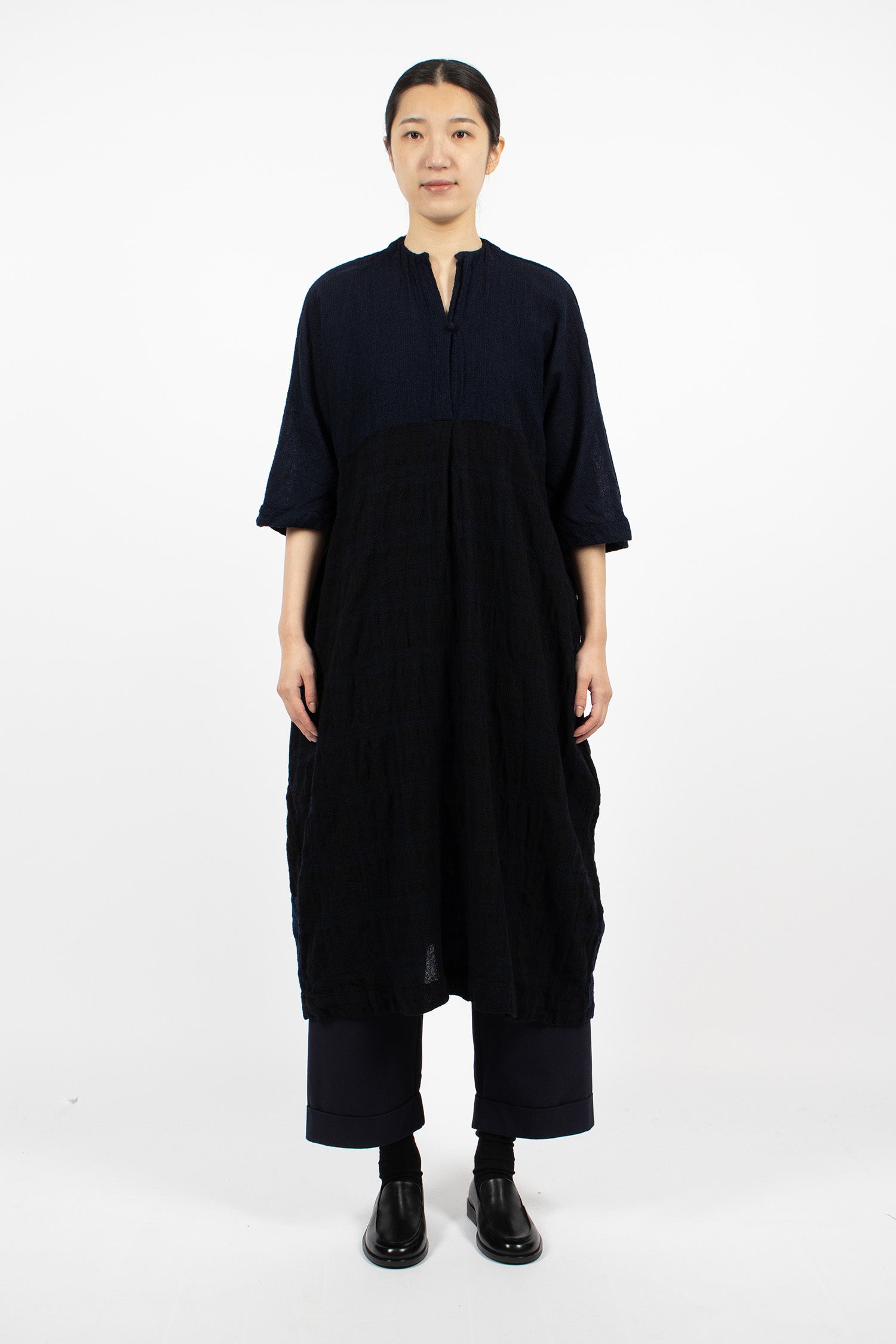 20.07.06 Washed Wool Dress Blue/Black