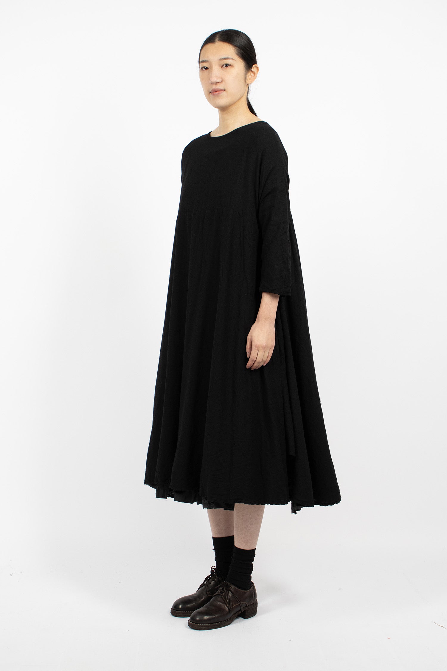Birch Frill Wool Dress Black