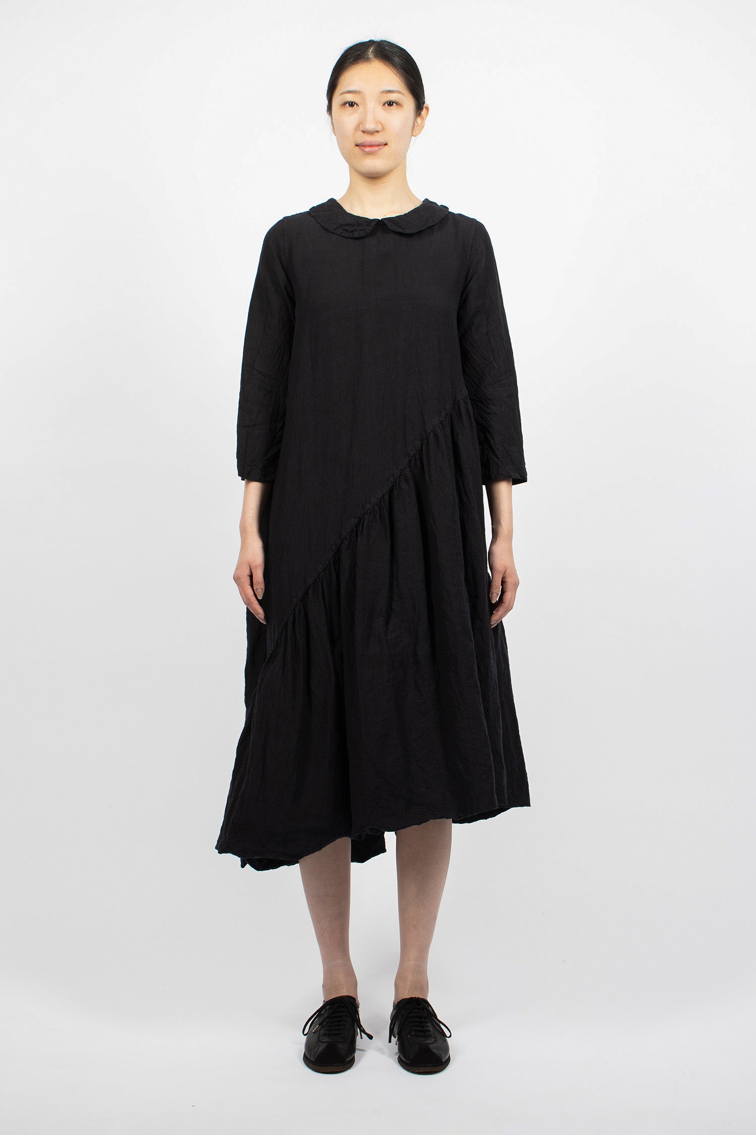 Spiral Linen Dress Navy