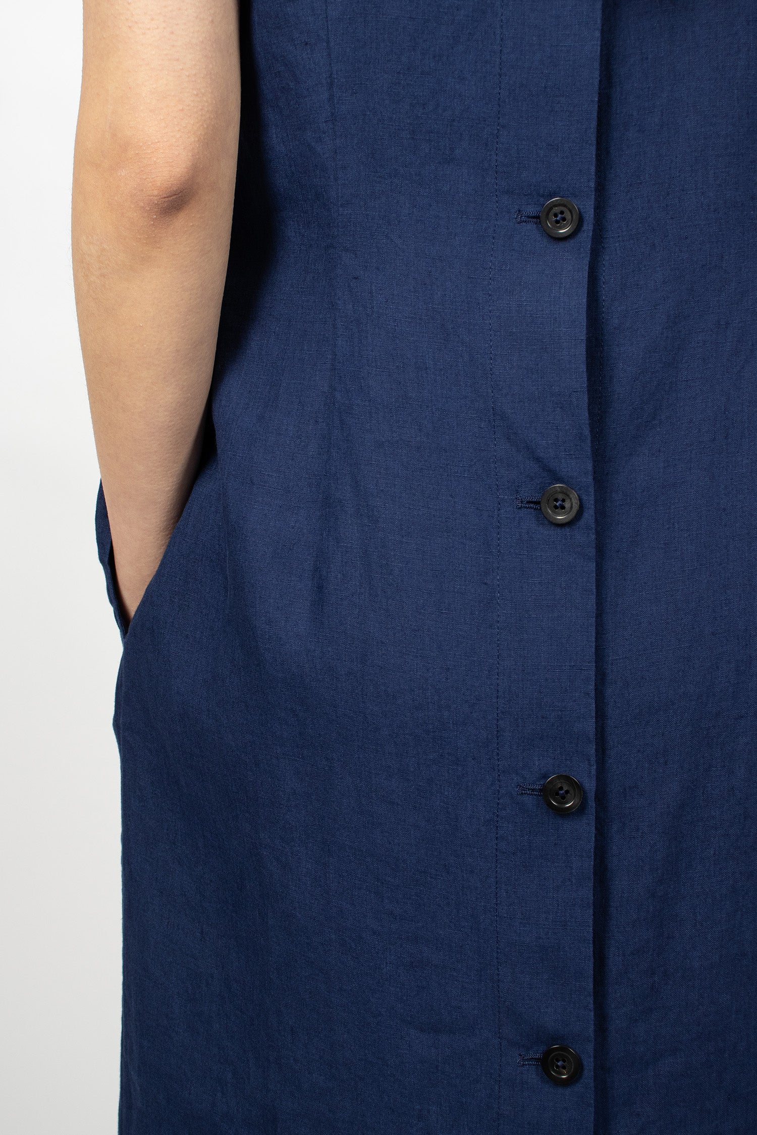 Back Button Dress Deep Blue